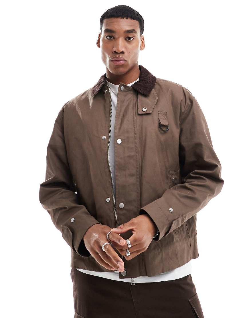 River Island Cord Collar Wax Jacket in White for Men Lyst UK