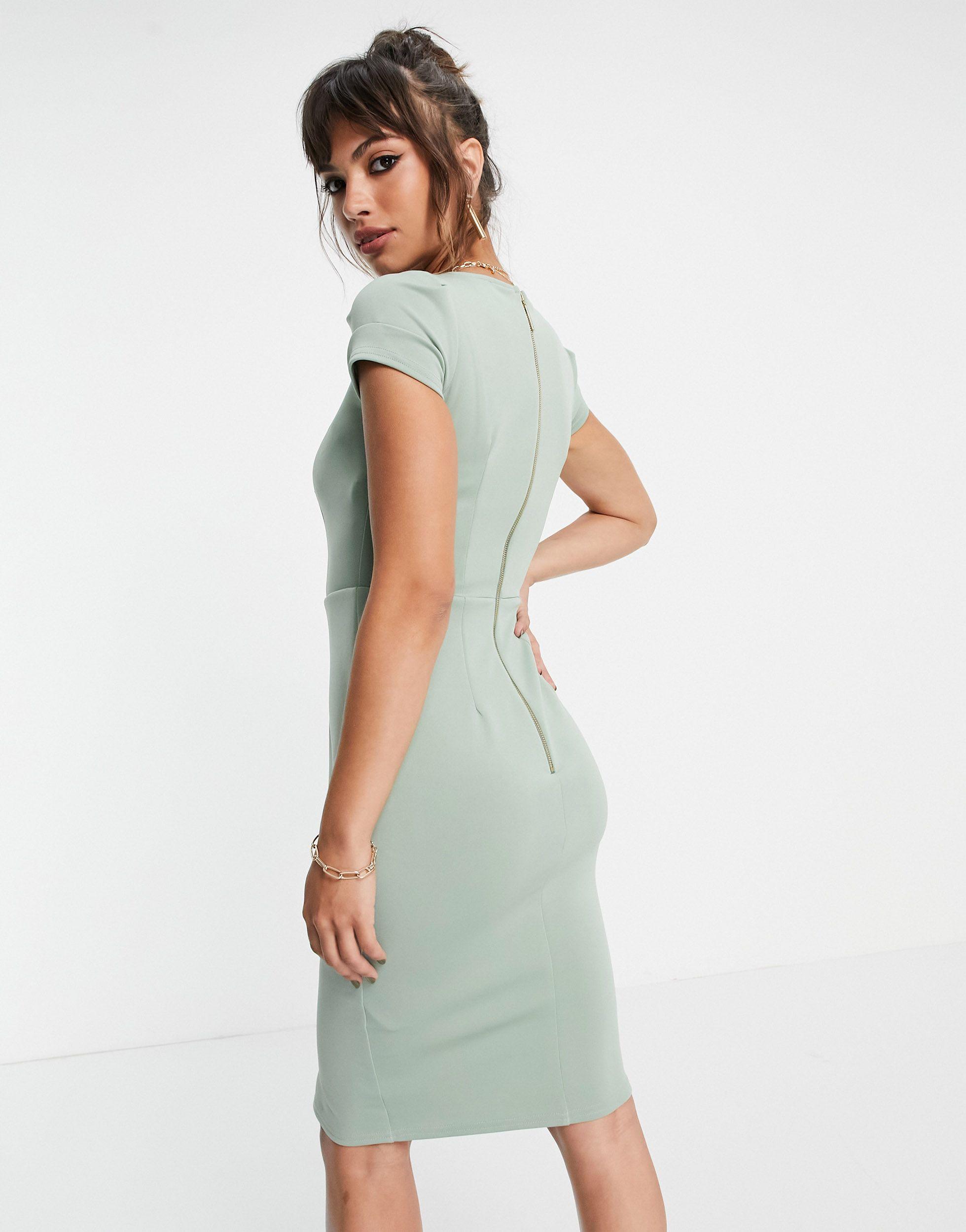 Closet Square Neck Cap Sleeve Pencil 