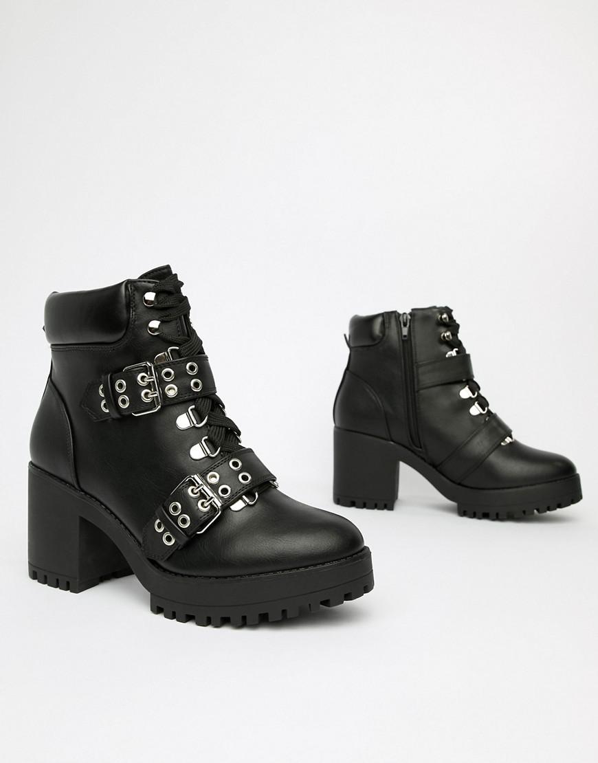 Truffle Collection Chunky Heeled Ankle Boots in Black - Lyst