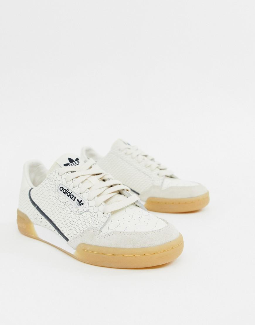 adidas Originals Leer Continental 80 - Sneakers Met Rubberen Zool En  Slangenprint In Wit in het Wit - Lyst