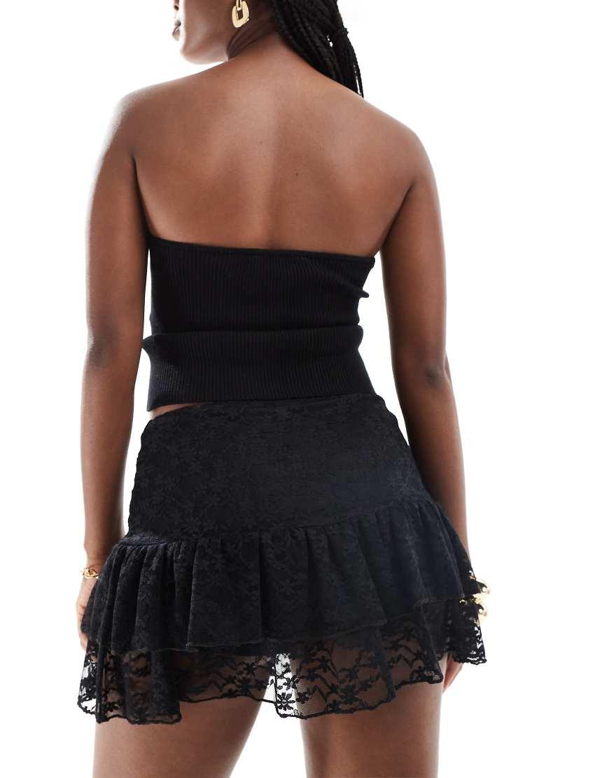 Miss Selfridge Lace Ruffle Mini Skort in Black Lyst UK