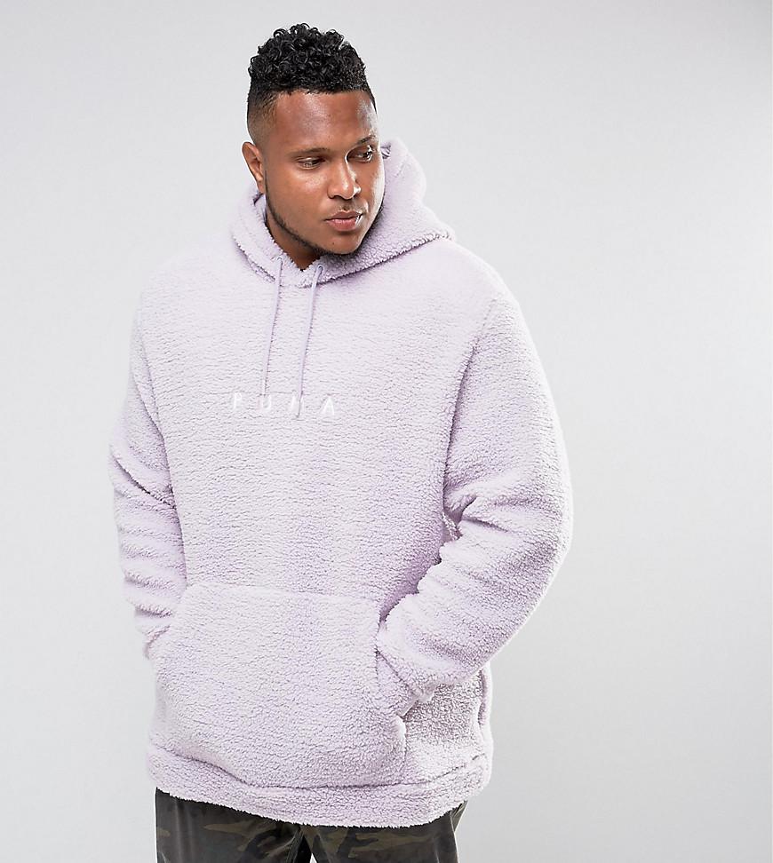 Borg Pullover Hoodie In Lilac Exclusive 