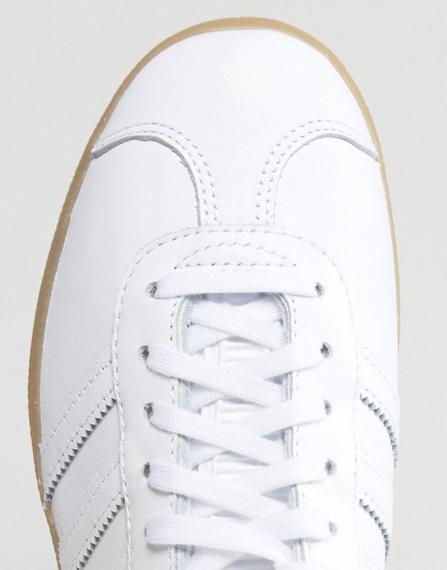 adidas Originals White Leather Gazelle Sneakers With Gum Sole for Men | Lyst