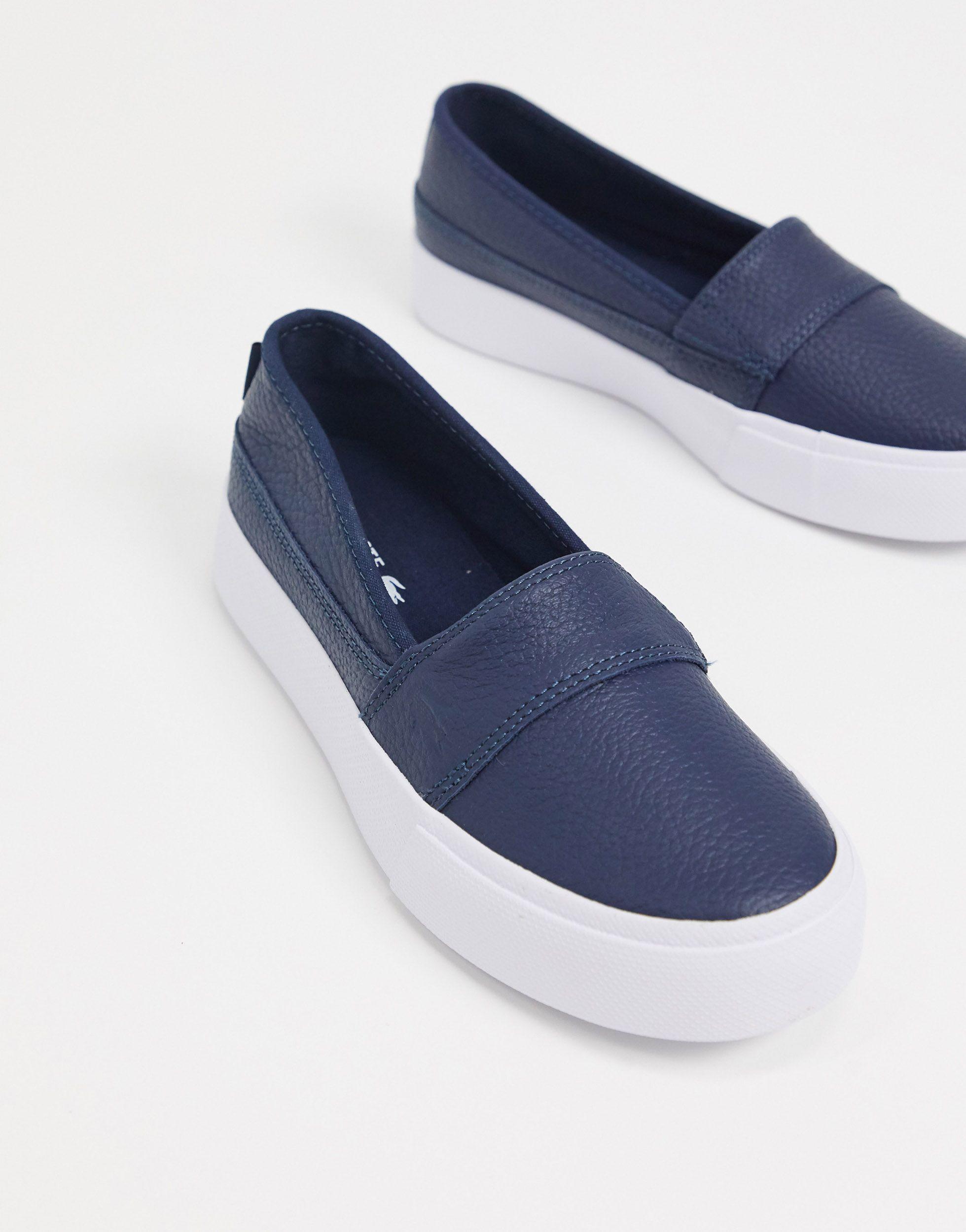 Lacoste Marice Leather Slip On Trainers in Blue Lyst UK