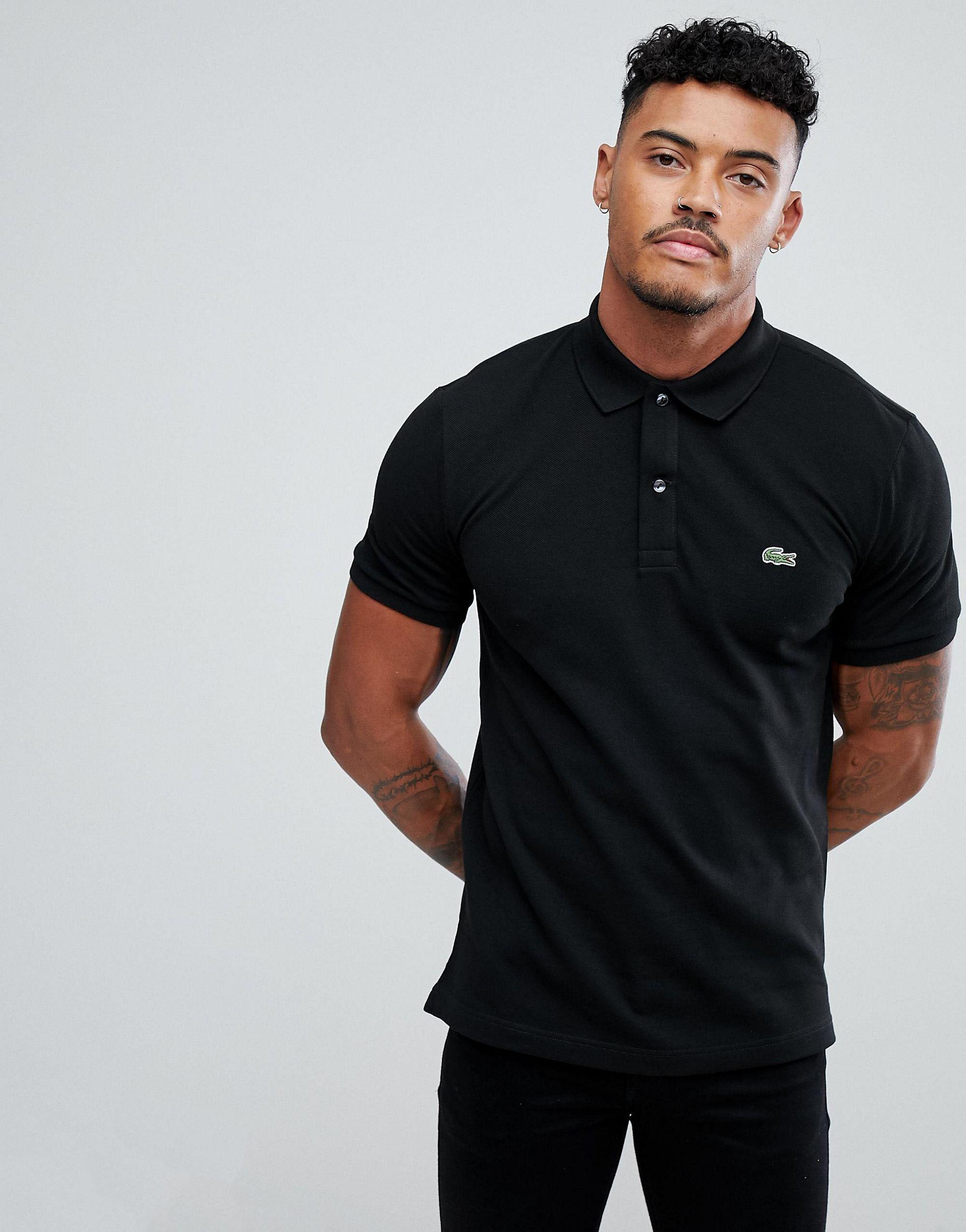 Lacoste Slim Fit Pique Polo in Black for Men - Lyst