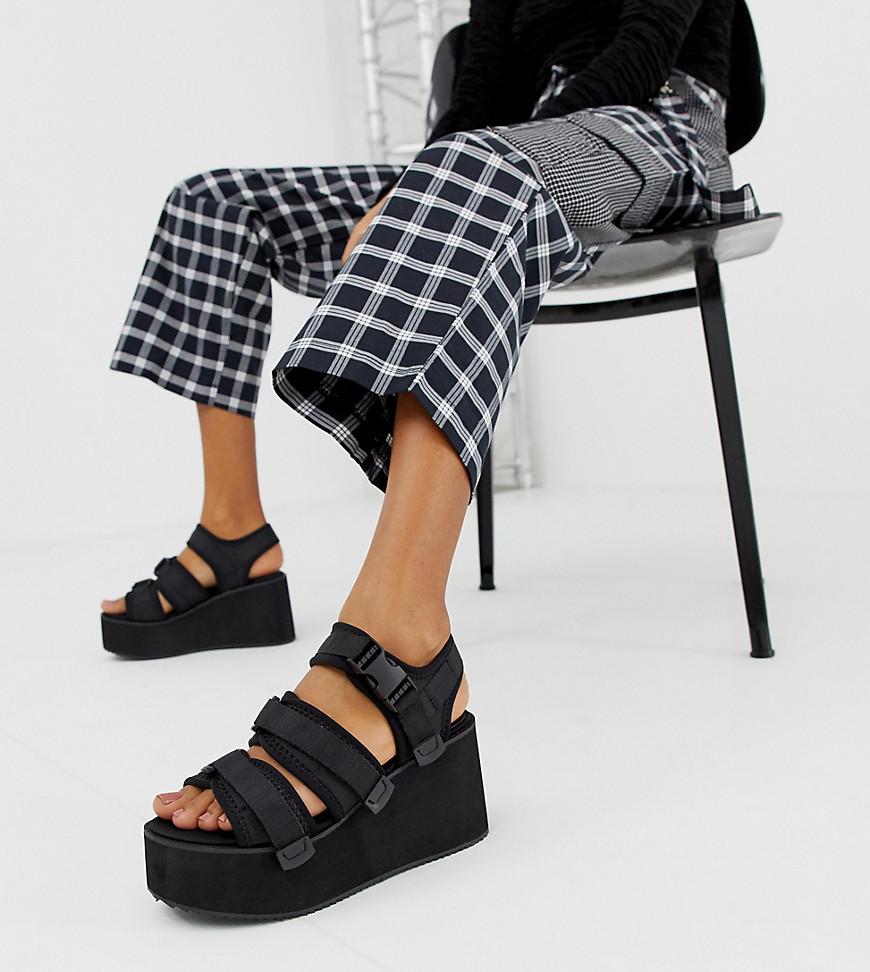 Blink Sporty Platform Wedge Sandals in Black | Lyst