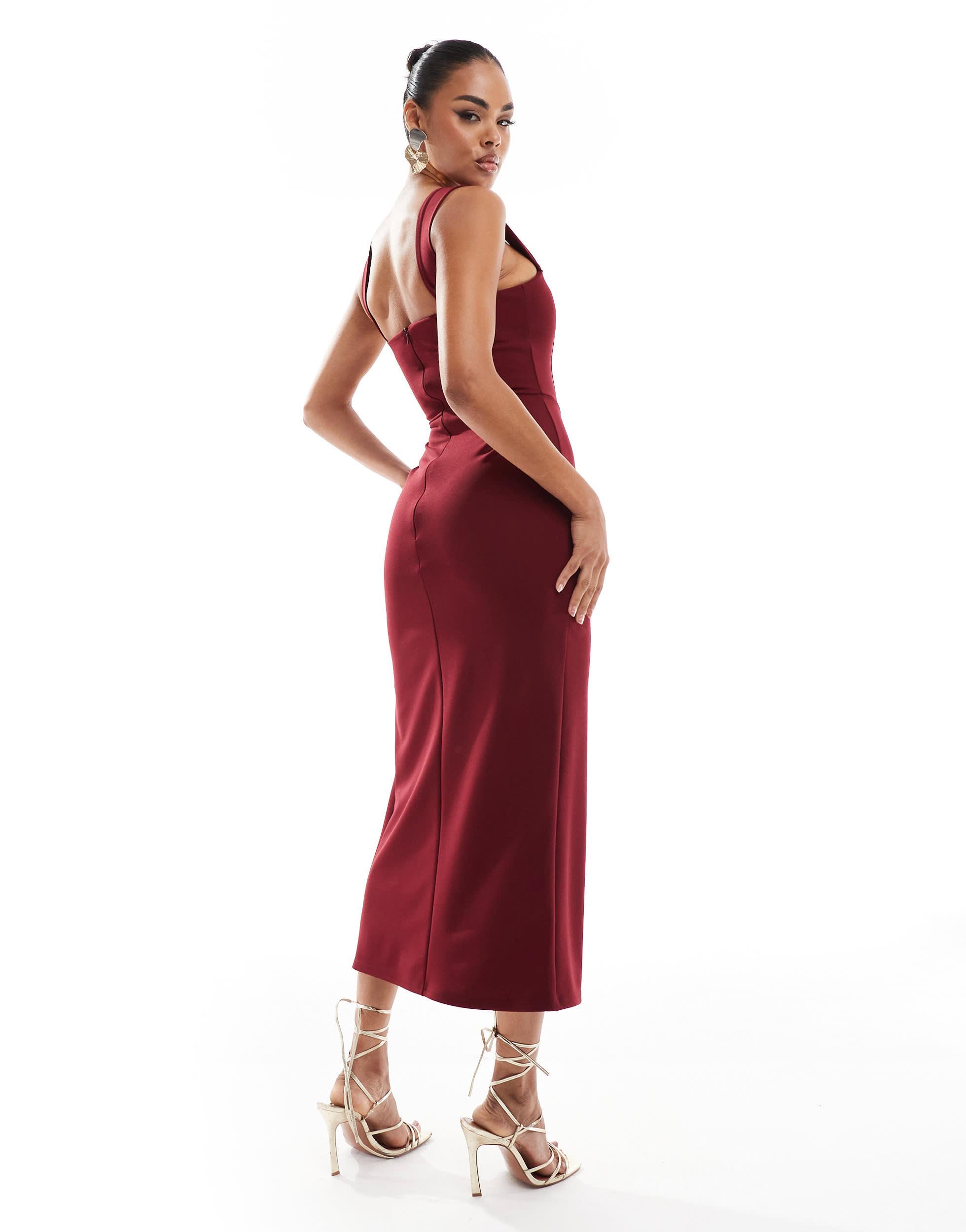 women's red gingham dress Red Gingham Zip Front Midi Dress - All Dresses main image 1