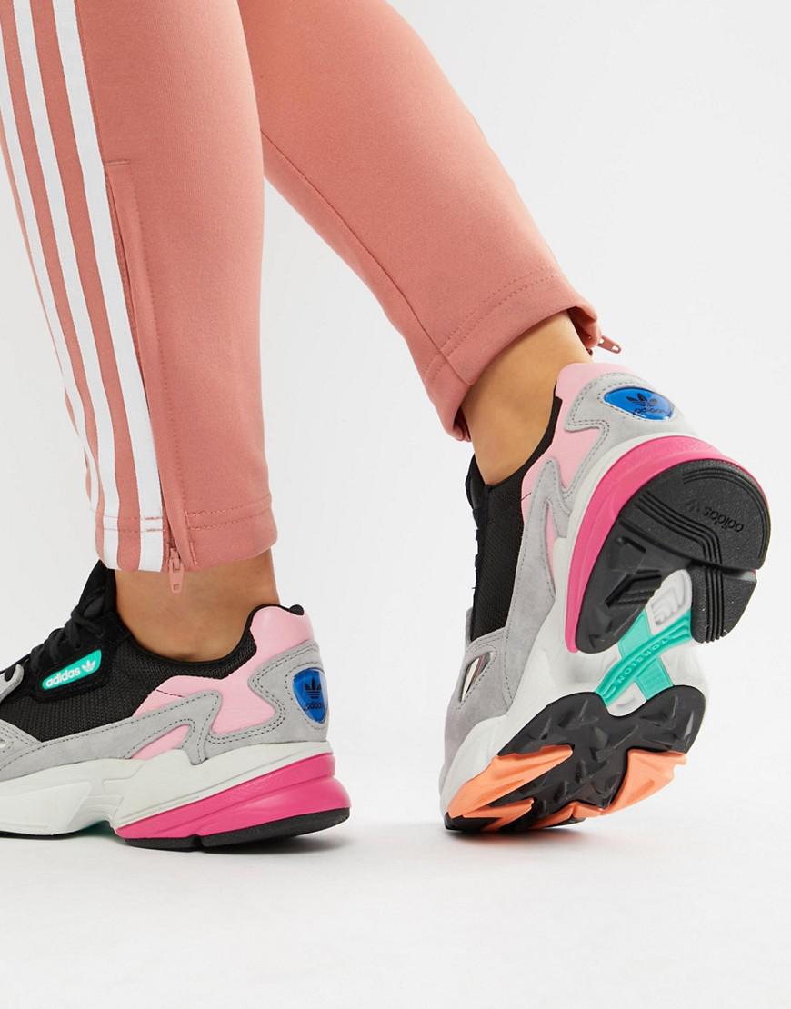 Adidas originals falcon trainer in black and pink Clearance