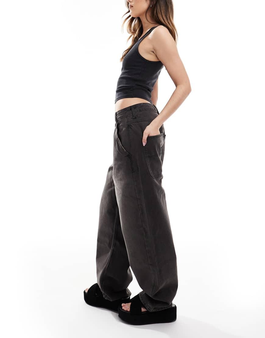 Stradivarius Low Rise Baggy Jean in Black Lyst UK