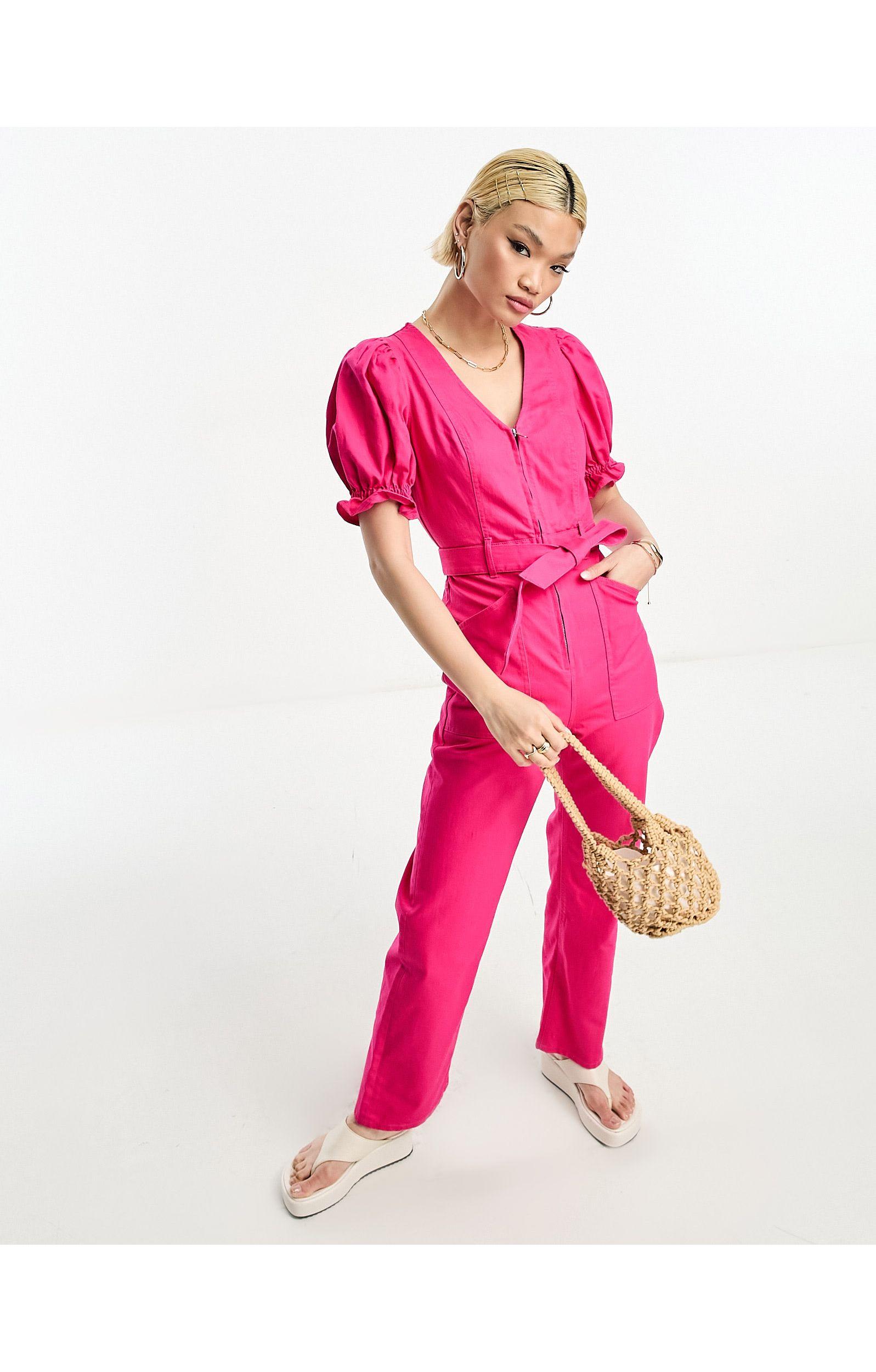 & Other Stories Puff Sleeve Jumpsuit in Pink | Lyst