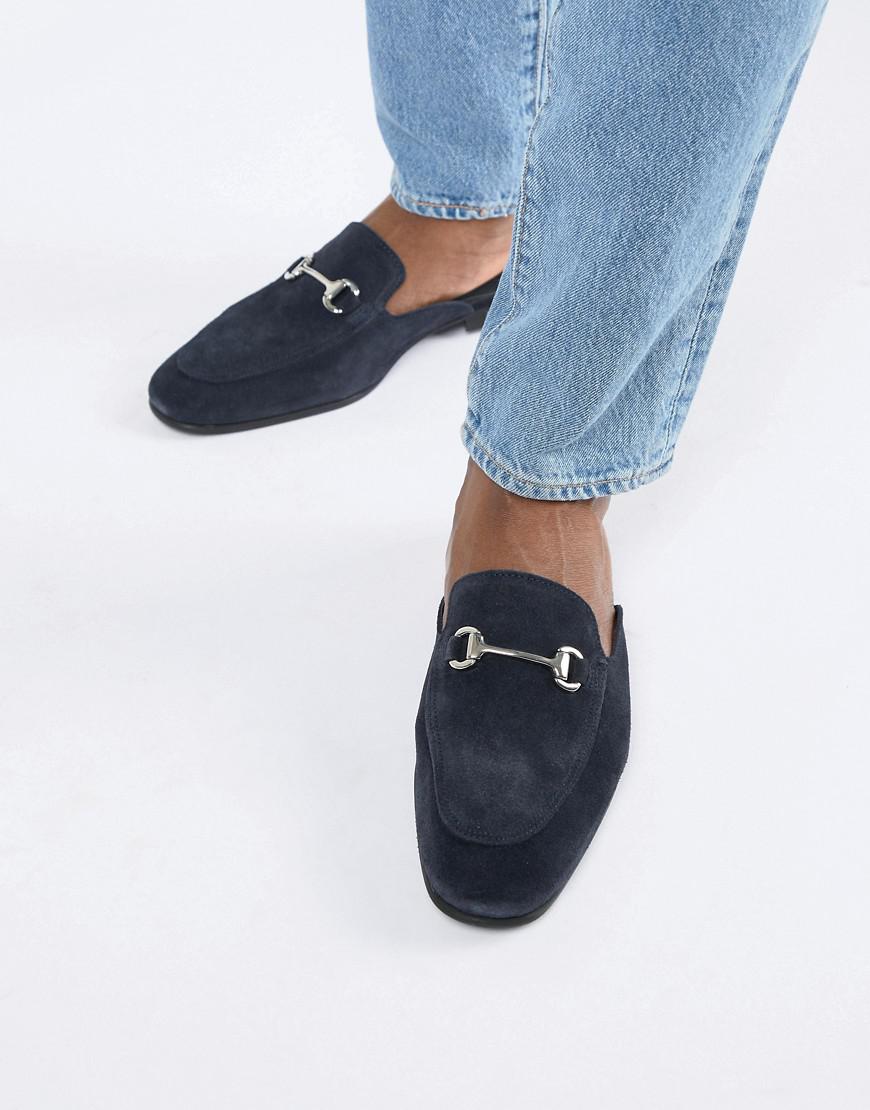 River Island Suede Backless Loafer In Navy in Blue for Men | Lyst