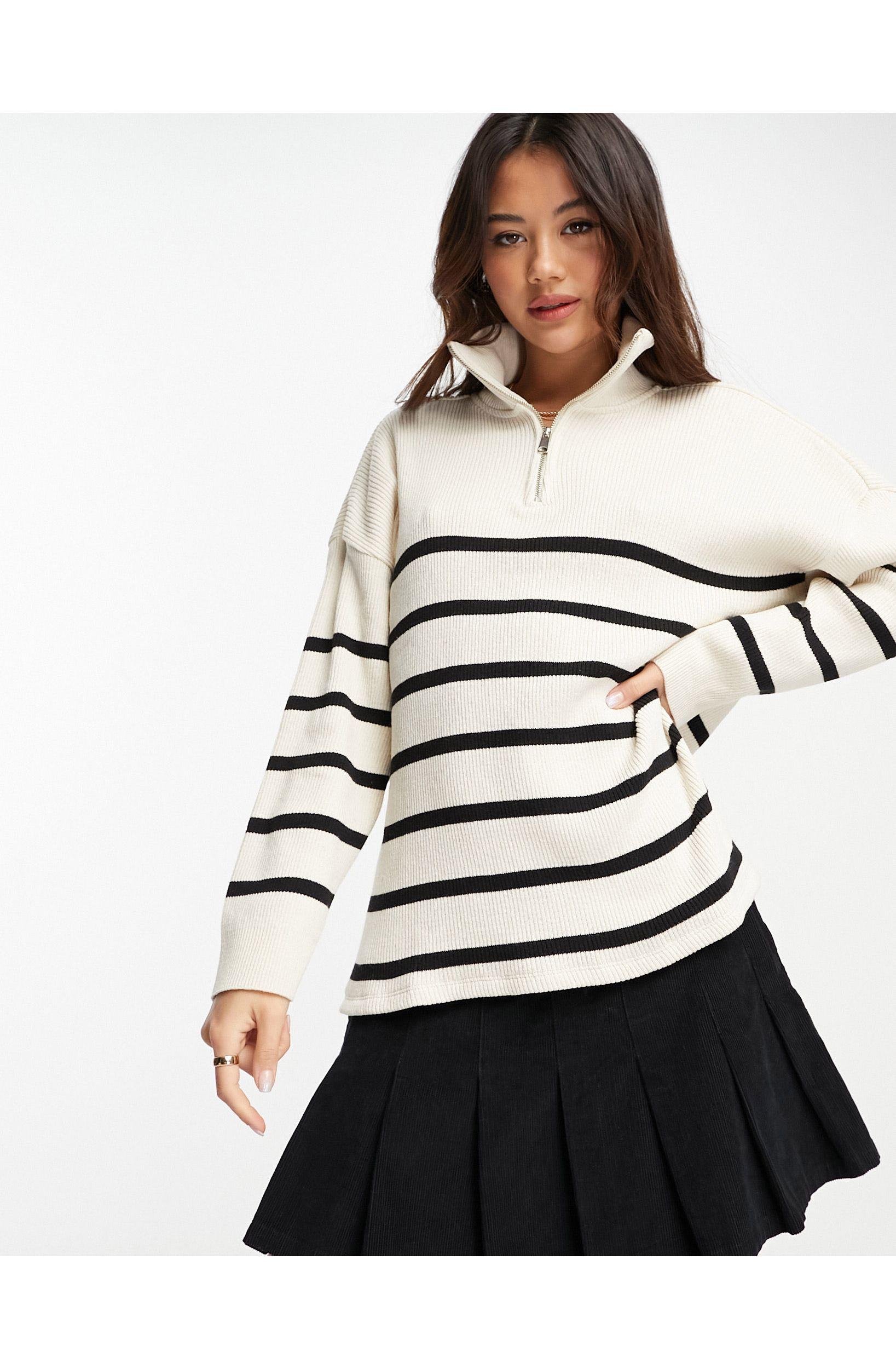 Stradivarius Quarter Zip Sweatshirt in White | Lyst