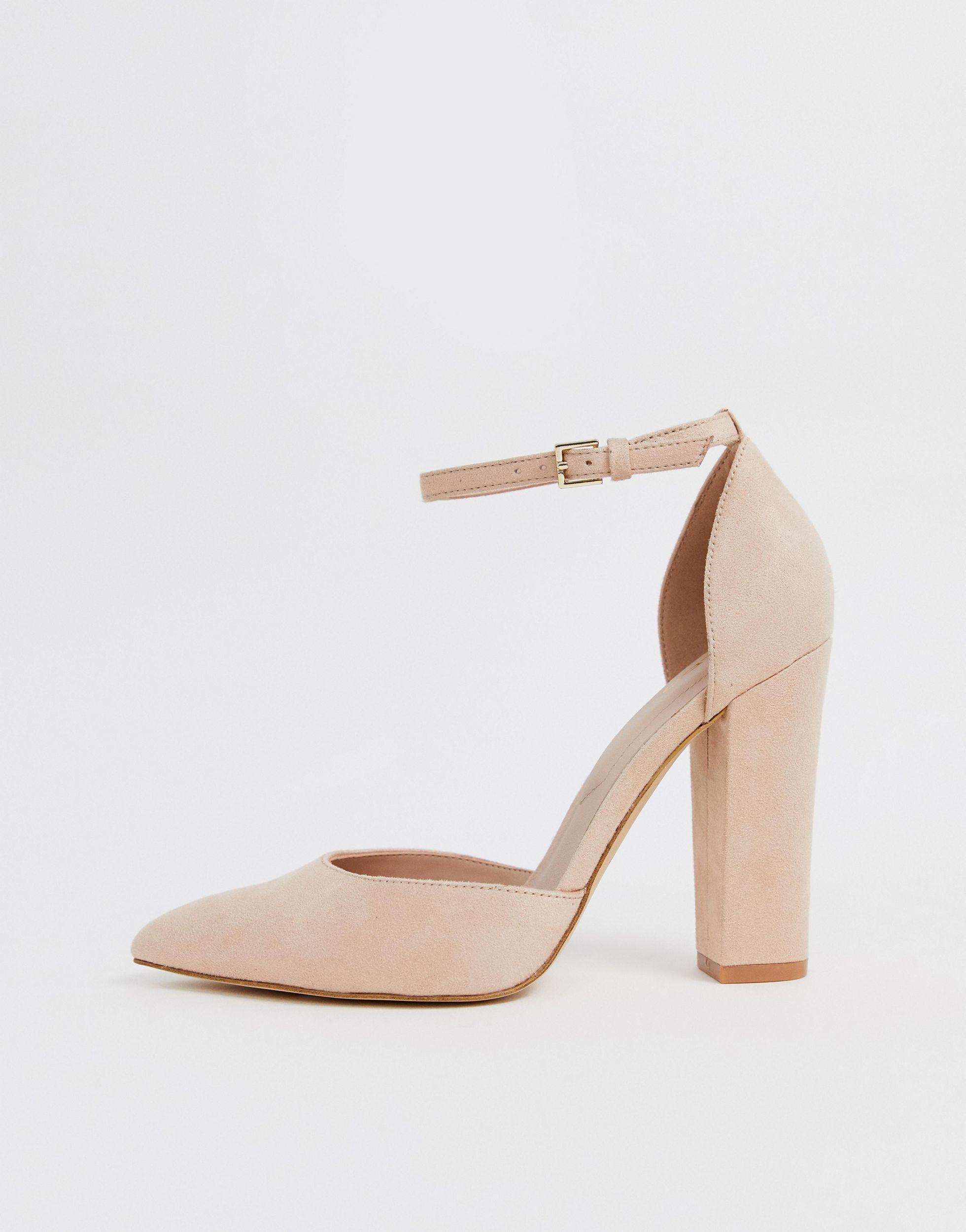 block heel court shoes with ankle strap
