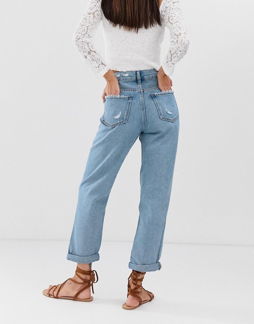 River Island Mom Jeans In Mid Wash in Blue - Lyst