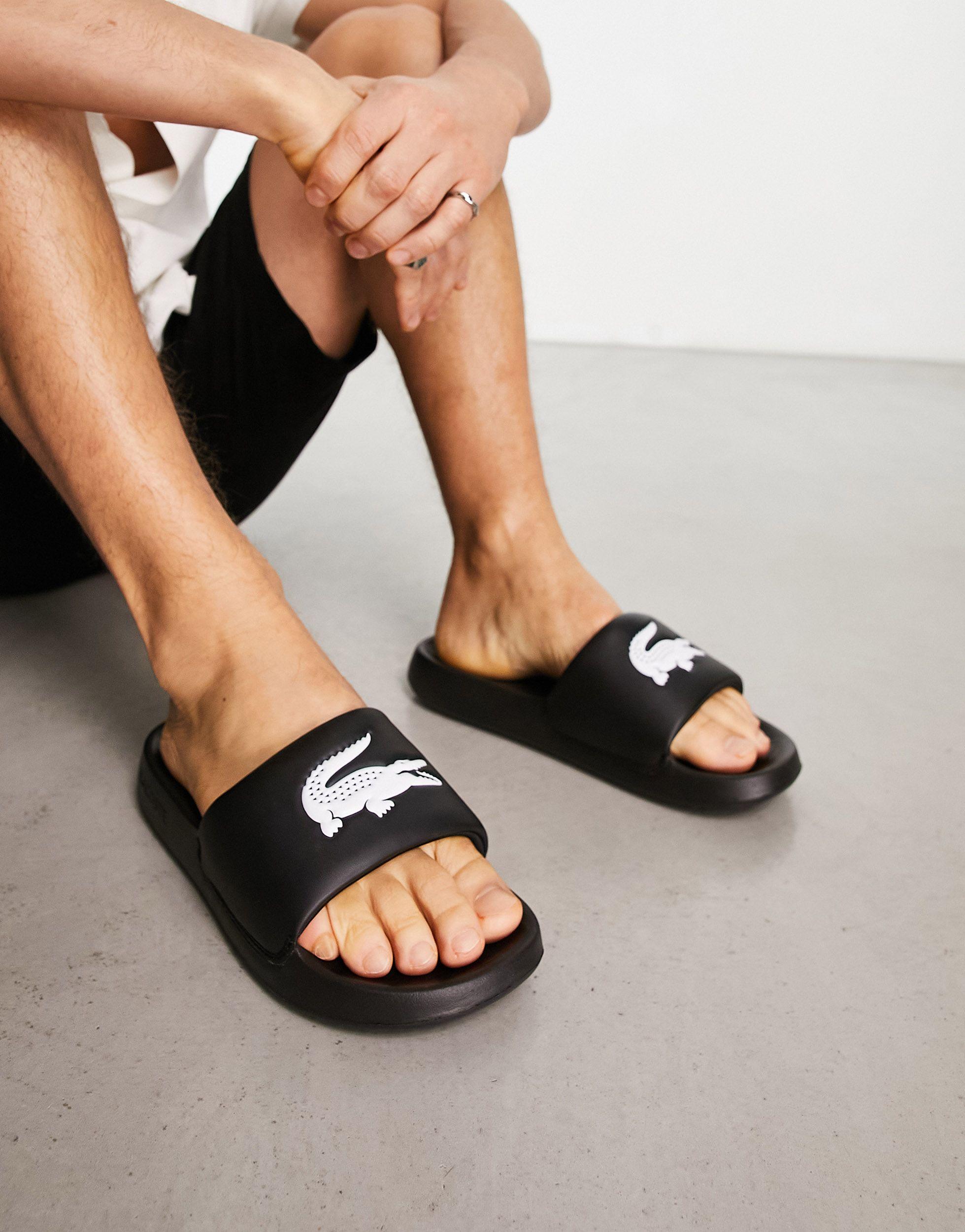 Lacoste Serve 1.0 Sliders in Black for Men | Lyst