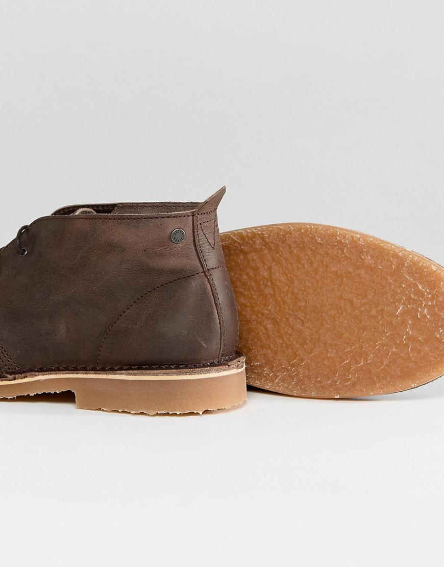 Jack & Jones Gobi Leather Desert Boots In Brown for Men | Lyst