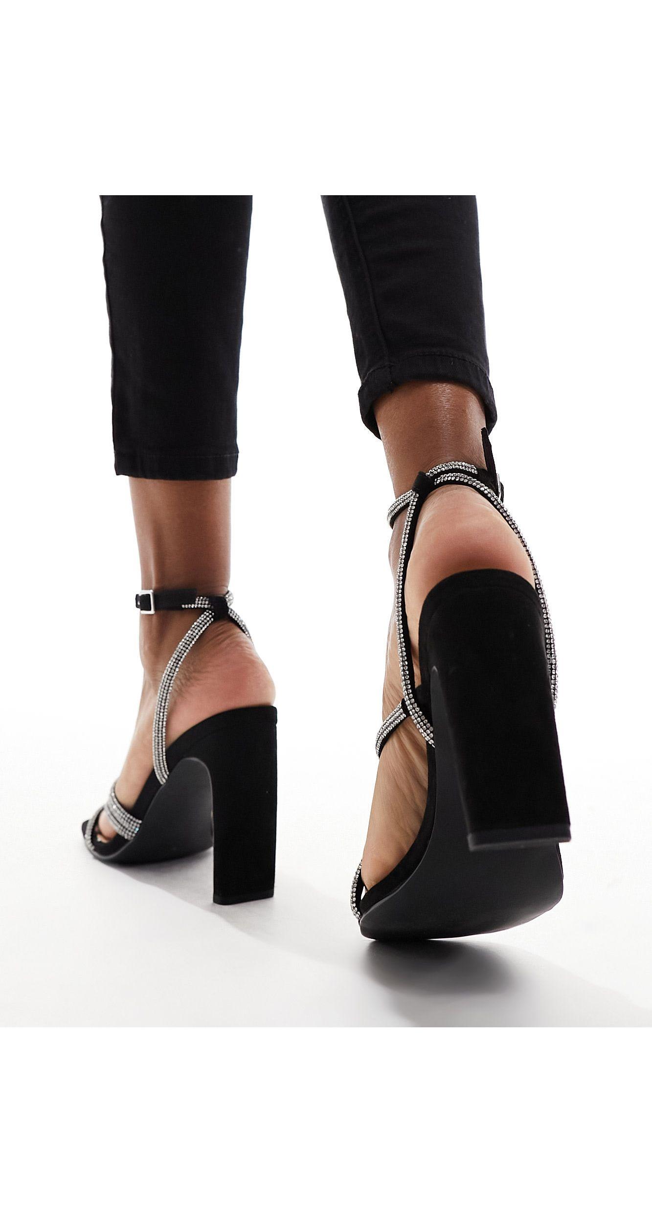 Public Desire Black Embellished Bow Stiletto Heel Sandals | New Look