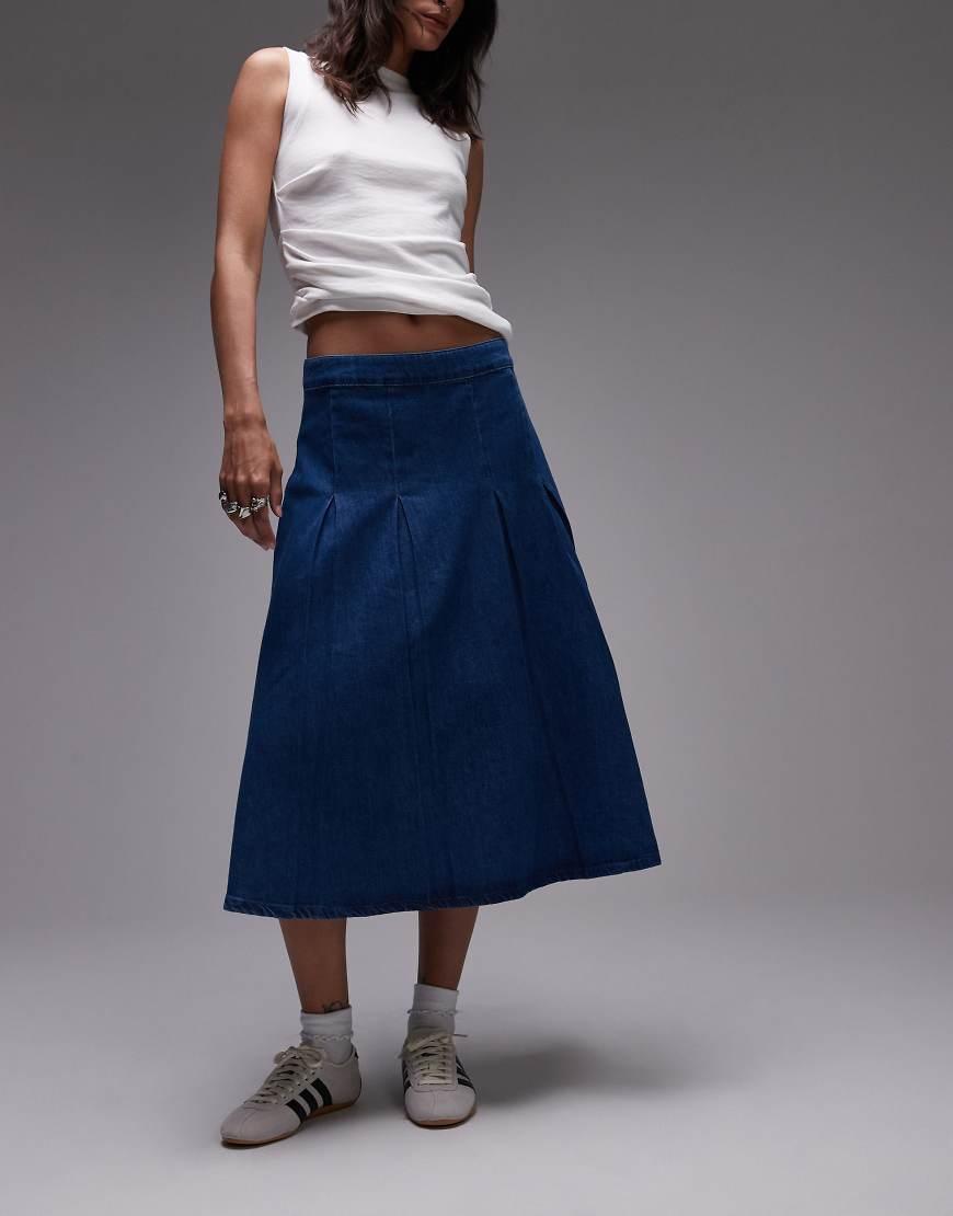 Midi Skirt Topshop Blue Plaid Skirt Blue Plaid Skirts Editorialist
