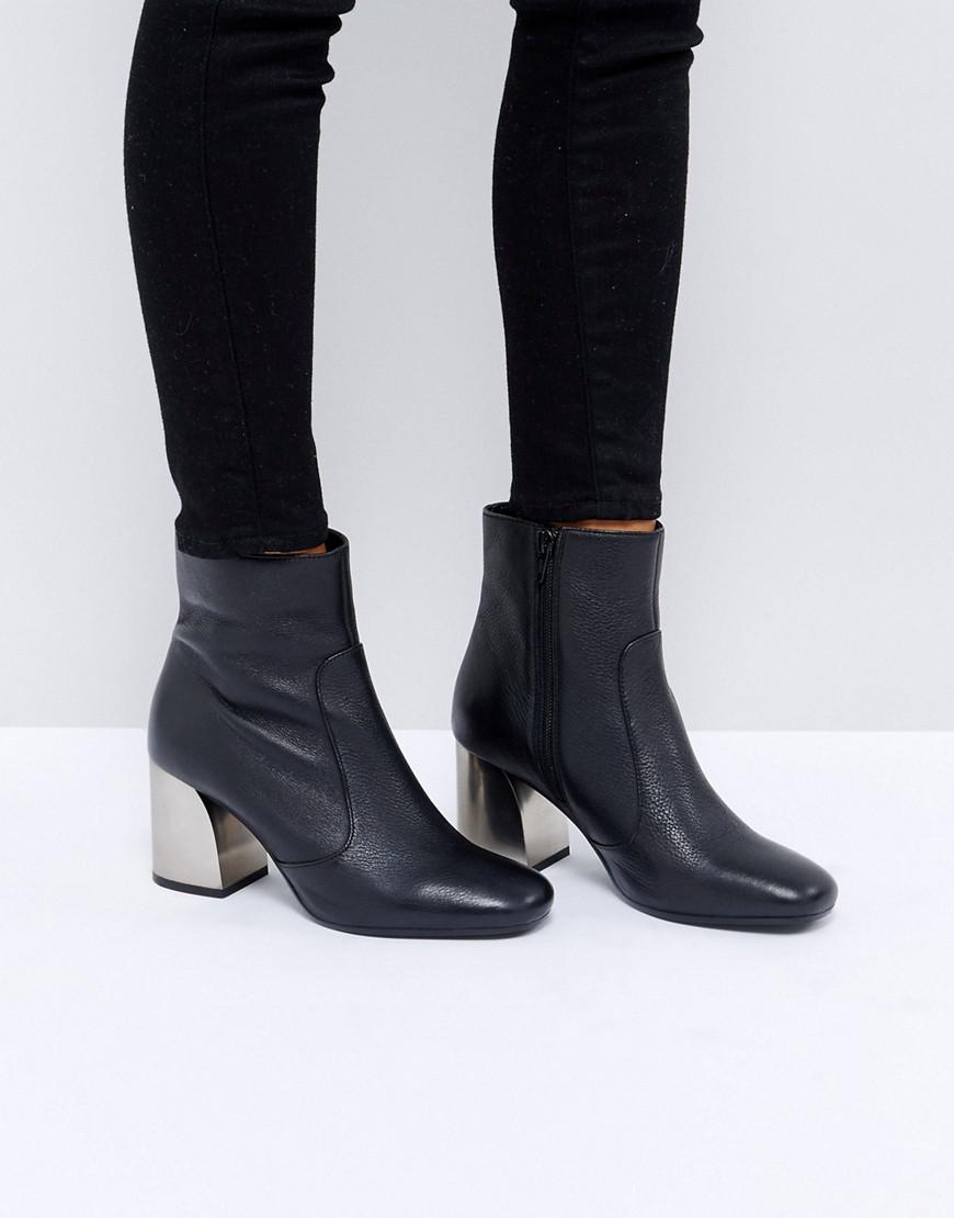 Lyst - Asos Regret Leather Ankle Boot in Black