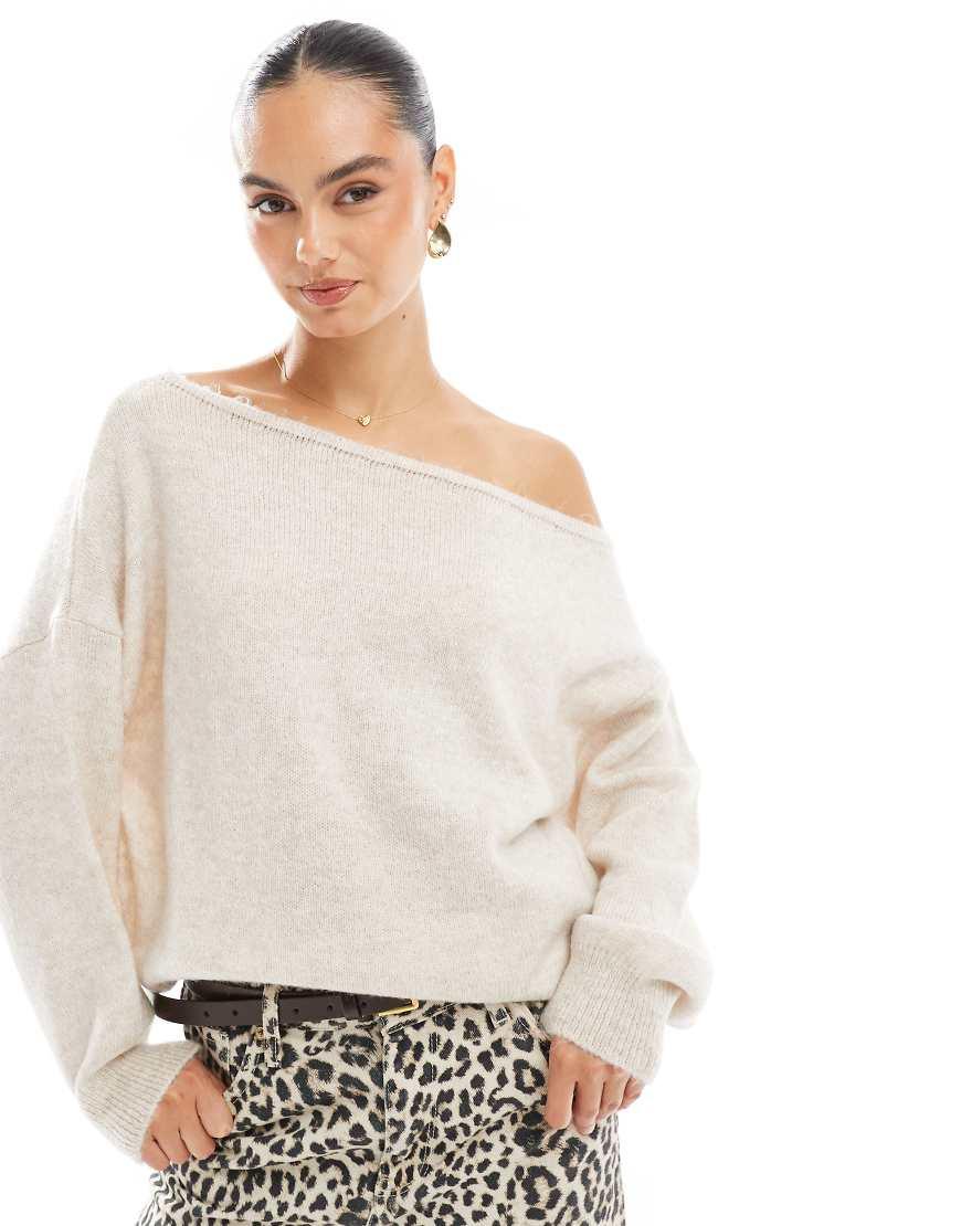 ASOS Slouchy One Shoulder Jumper in Natural Lyst UK