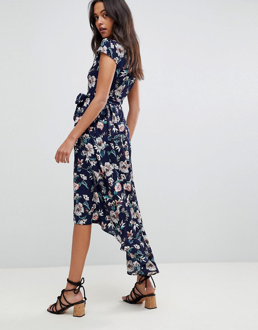 ax paris navy floral maxi wrap dress