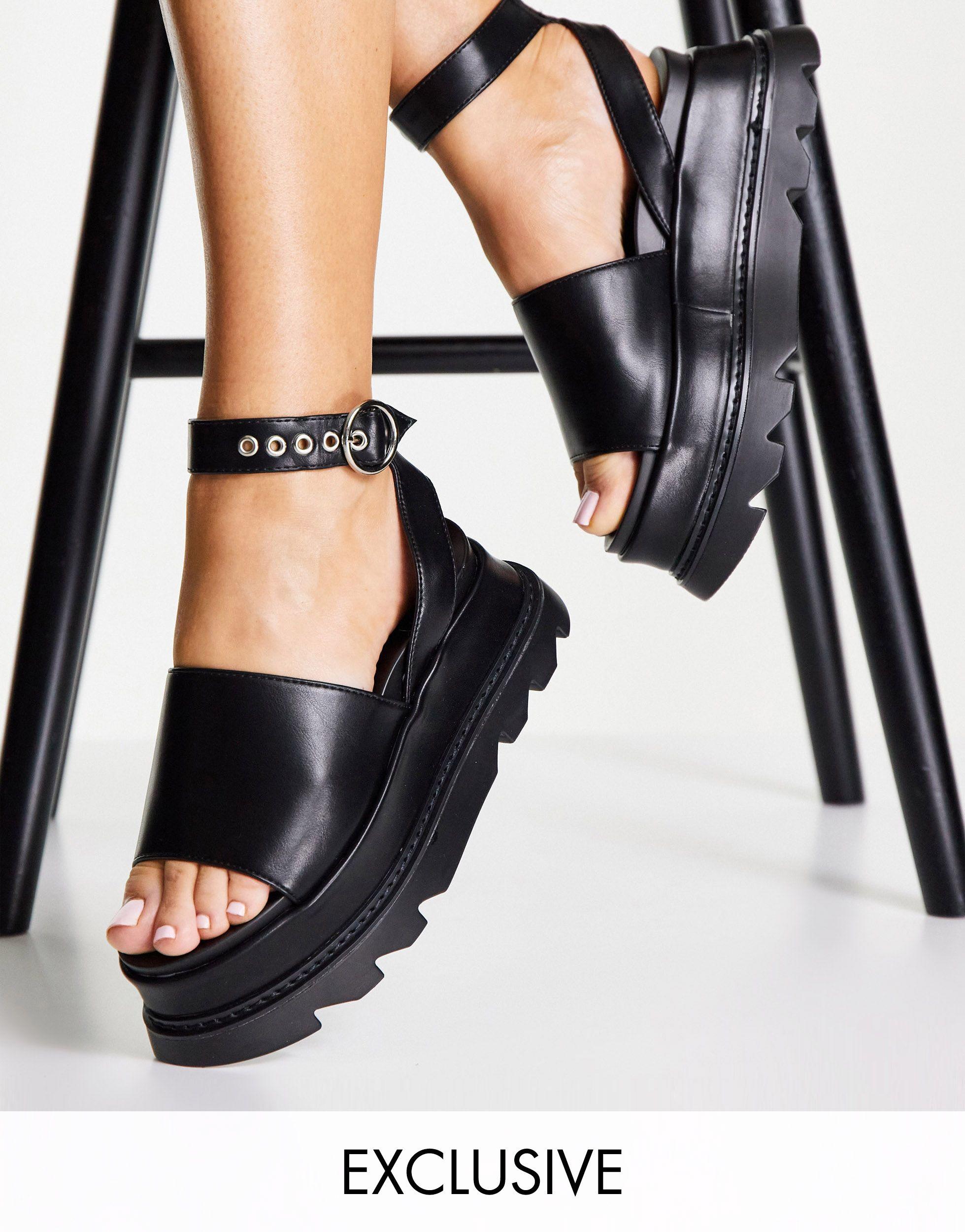 LAMODA Exclusive Flatform Footbed Sandals in Black | Lyst Australia