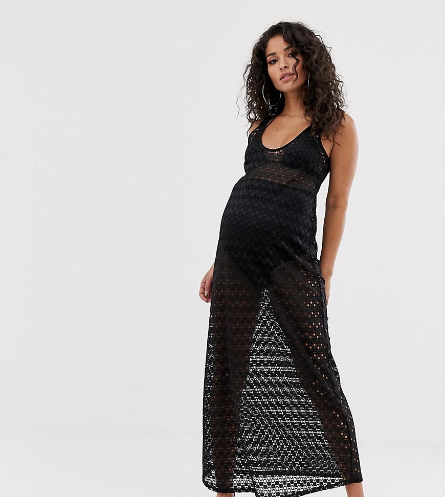 ASOS Asos Design Maternity Jersey Lace Beach Cover Up in Black Lyst