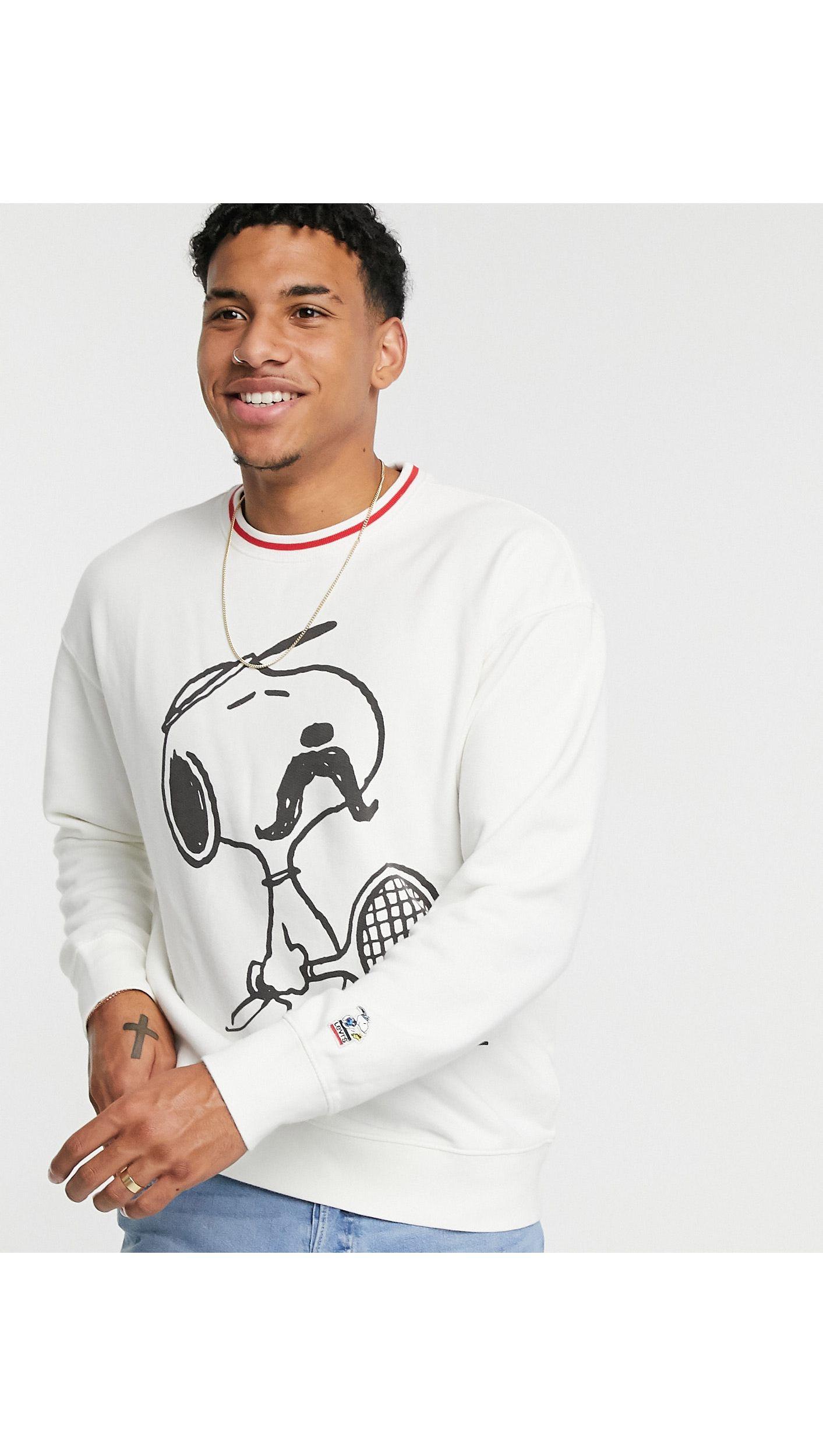 Levi's X Snoopy Sport Capsule Print Sweatshirt in White Men | Lyst