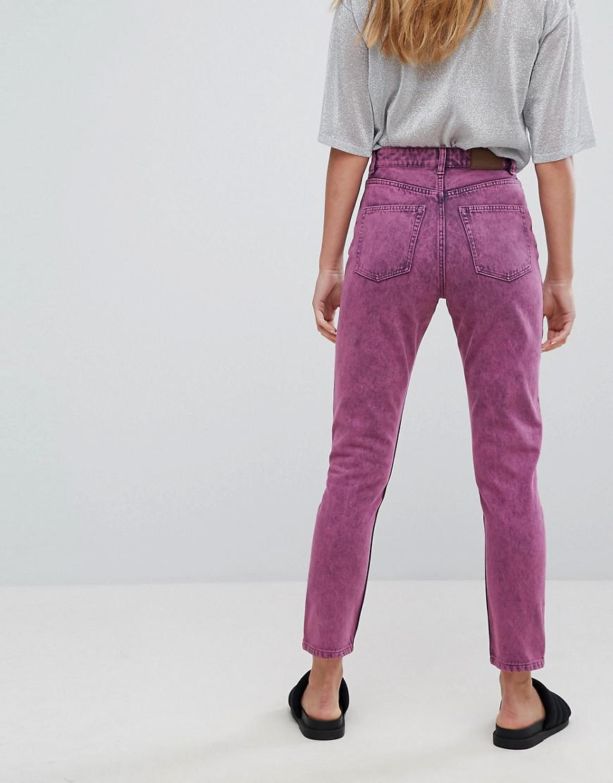 Monki Denim Acid Wash Kimomo Mom Jeans in Pink | Lyst