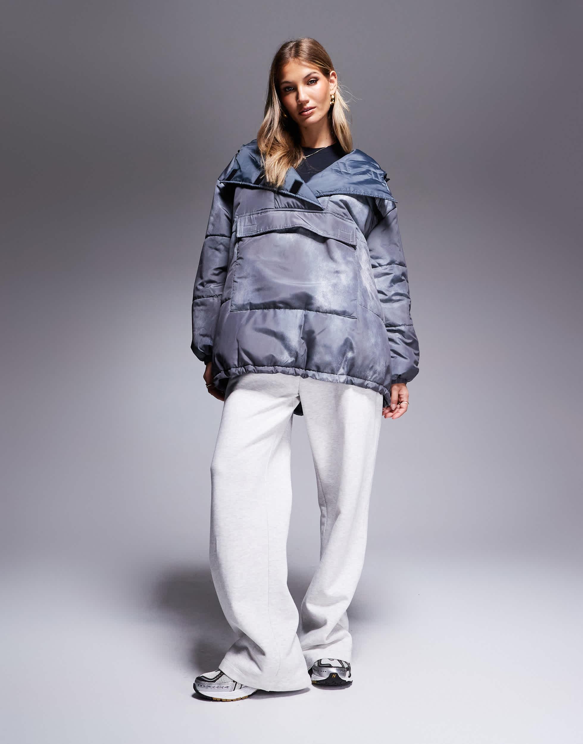 Asos weekend collective doudoune a enfiler avec imprime anthracite delave ASOS en coloris Bleu Lyst