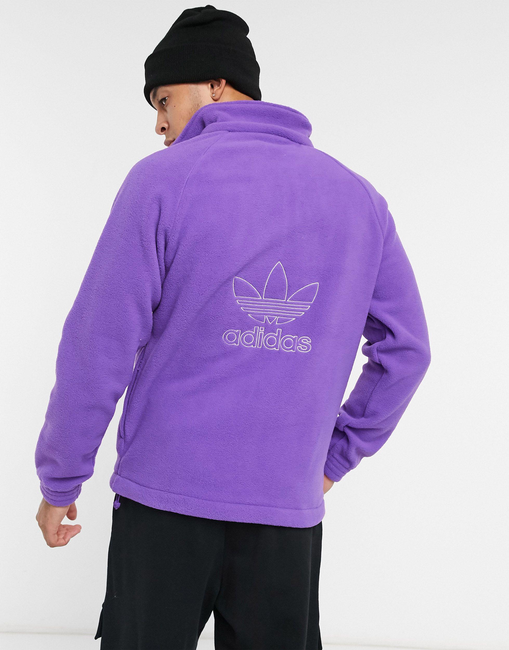 adidas Originals 1/4 Zip Fleece in White (Purple) for Men - Lyst