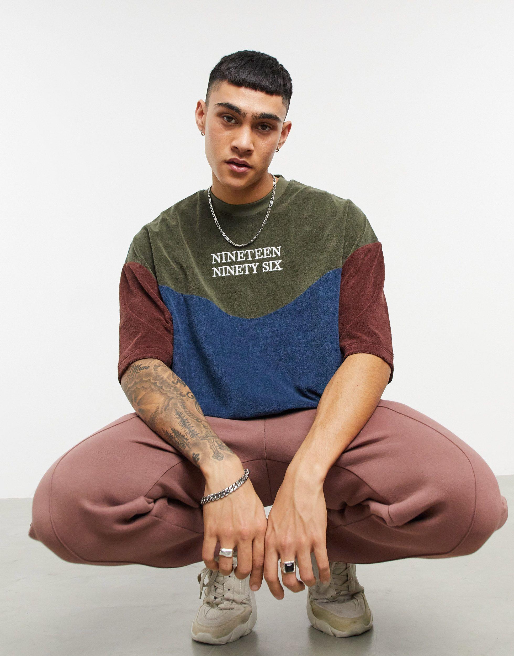Asos Oversized T Shirt Aus Frottee Mit Aufgesticktem Schriftzug Fur Herren Lyst