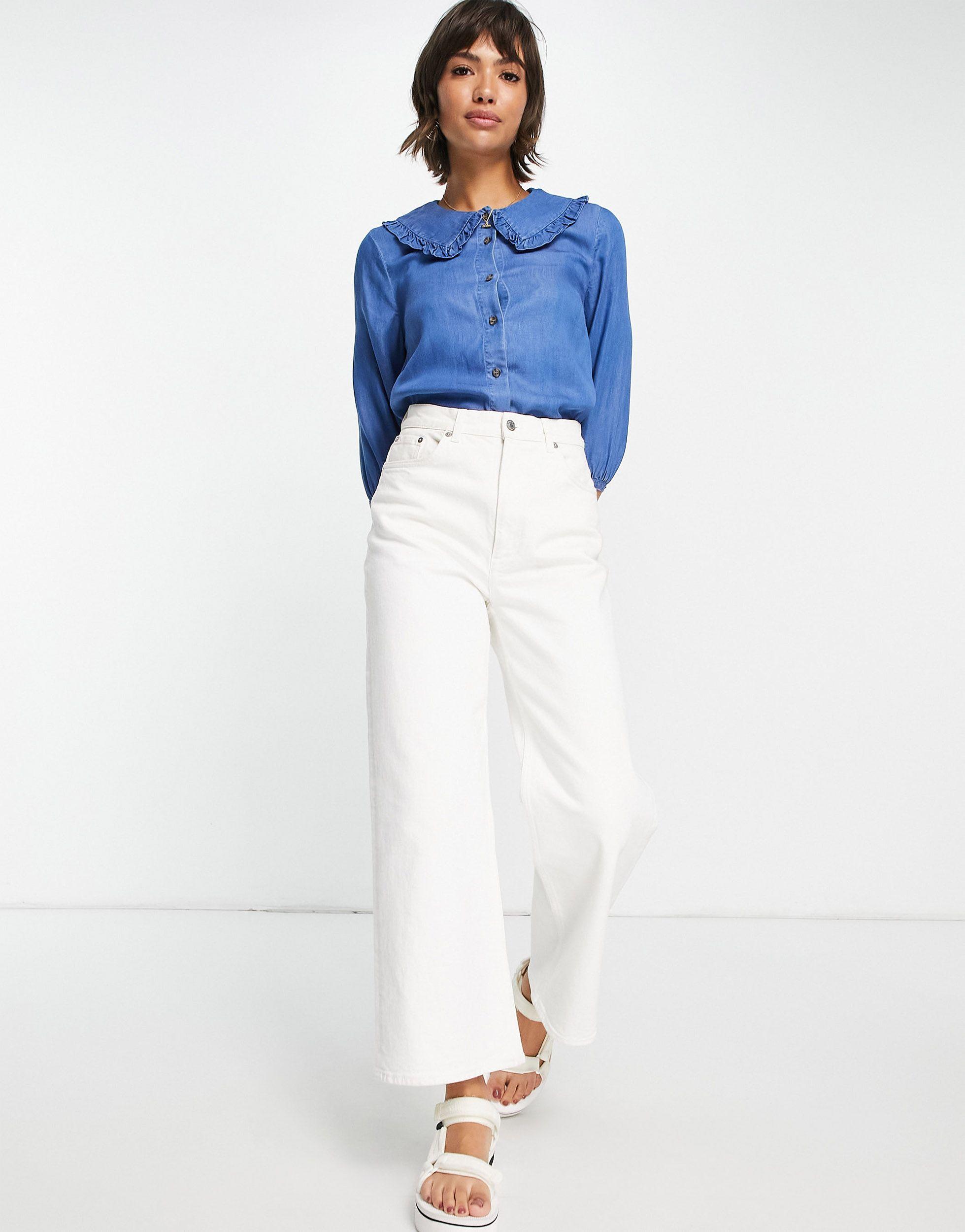 denim peter pan collar shirt