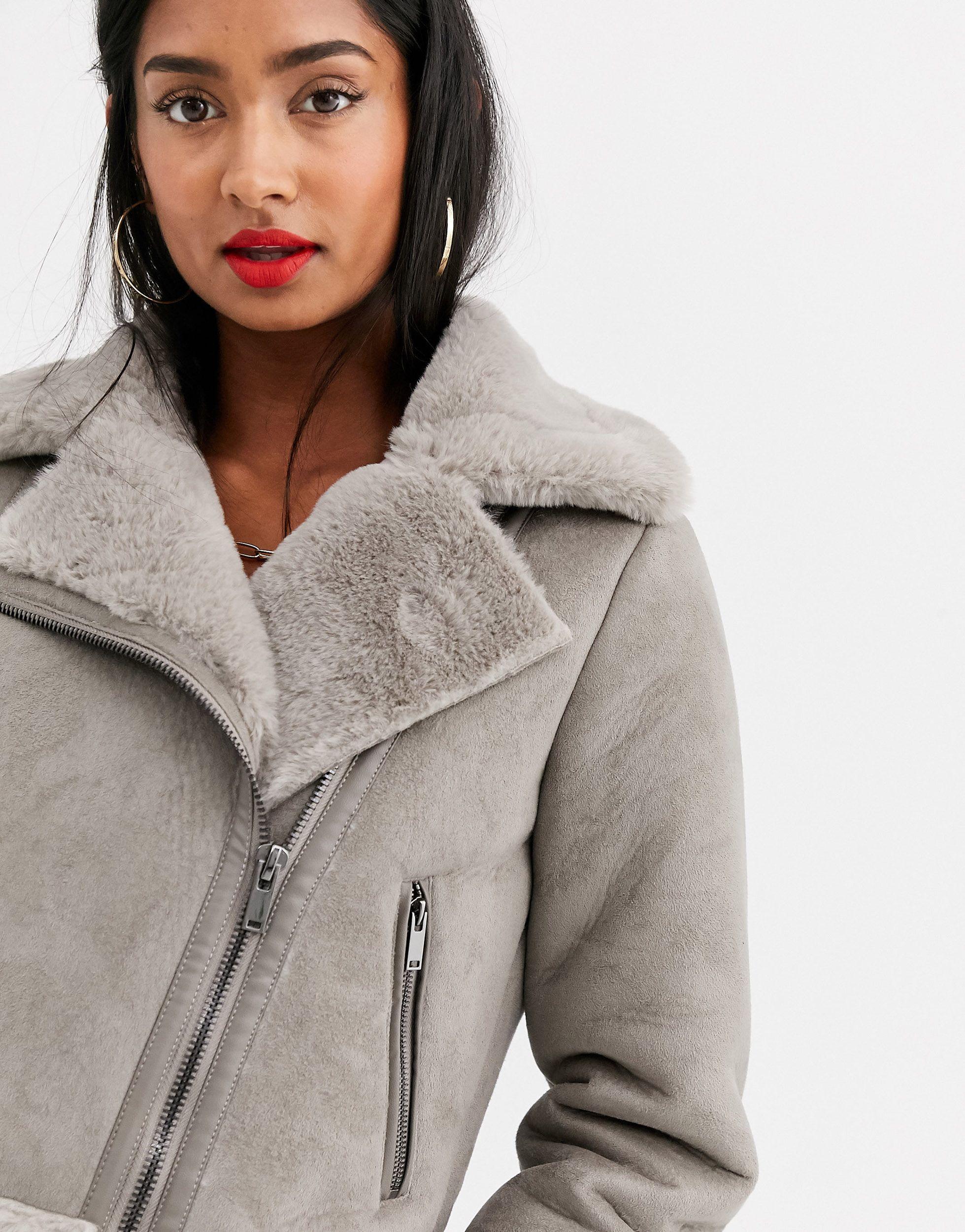 lade prins Desværre Stradivarius Short Aviator Jacket in Gray | Lyst