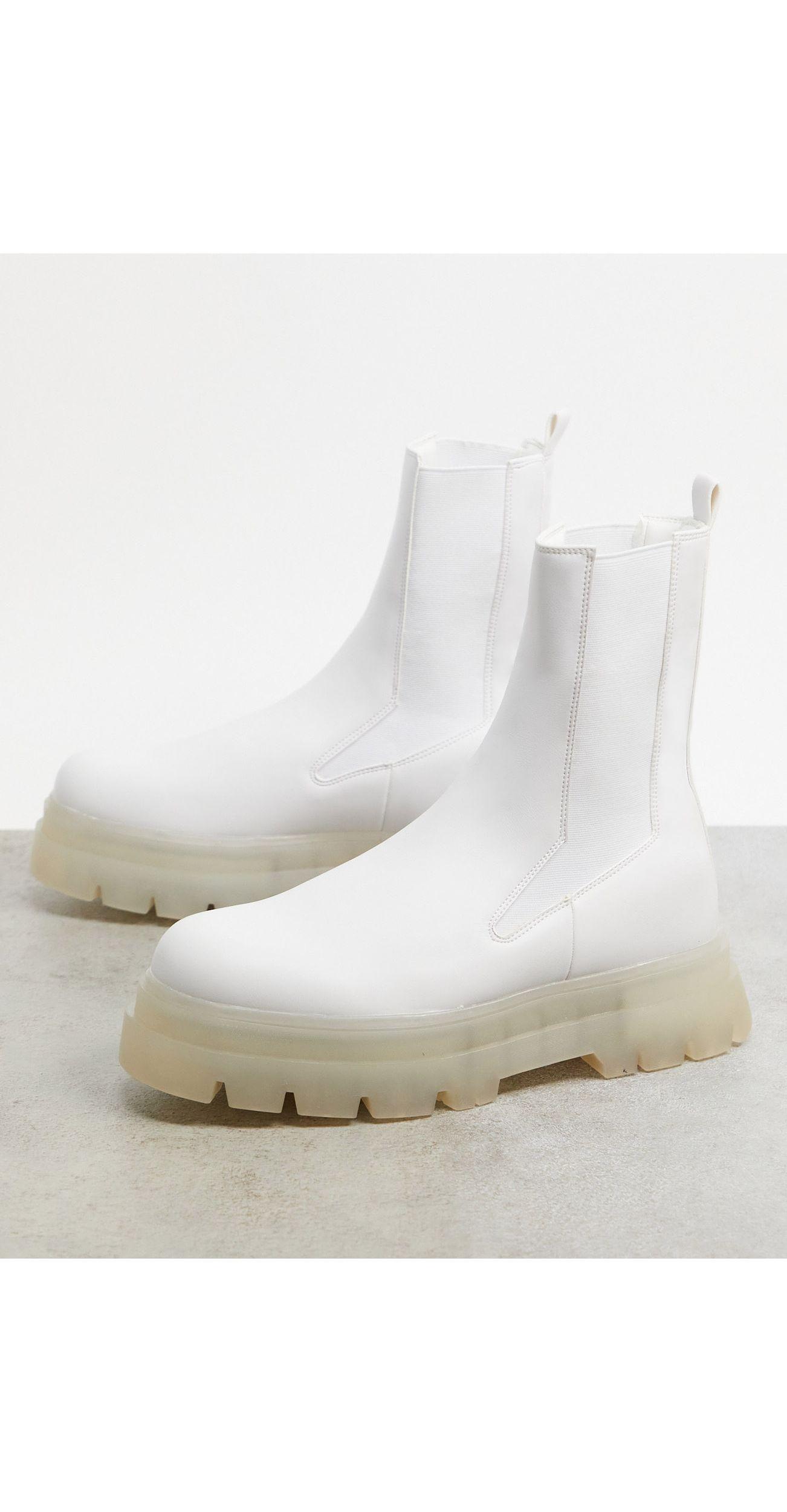 Bershka Chunky Chelsea Boots in White for Men | Lyst Canada