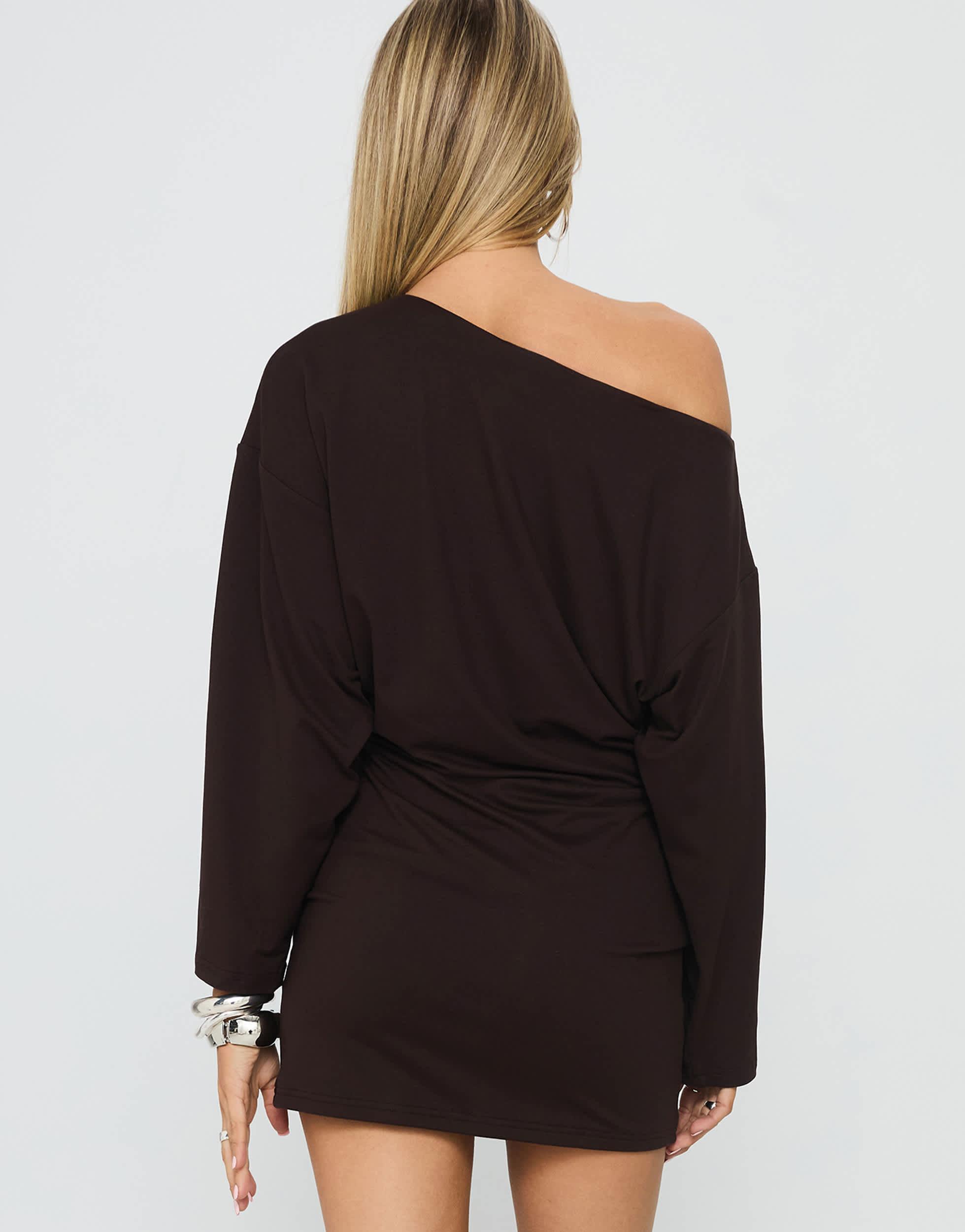 strapless open back dress Juanette Halter Mini Dress Brown Check main image 0
