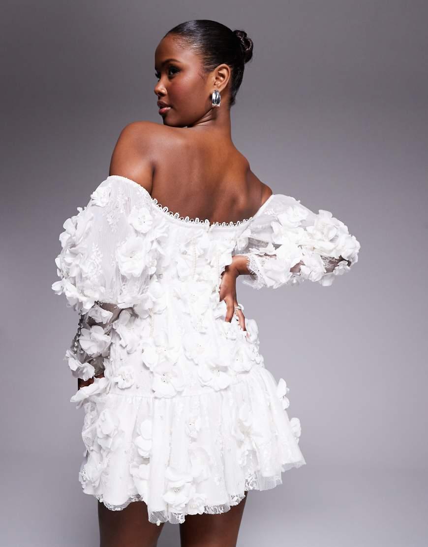 Asos Luxe Off The Shoulder Ruffle Mini Dress ASOS LUXE Textured