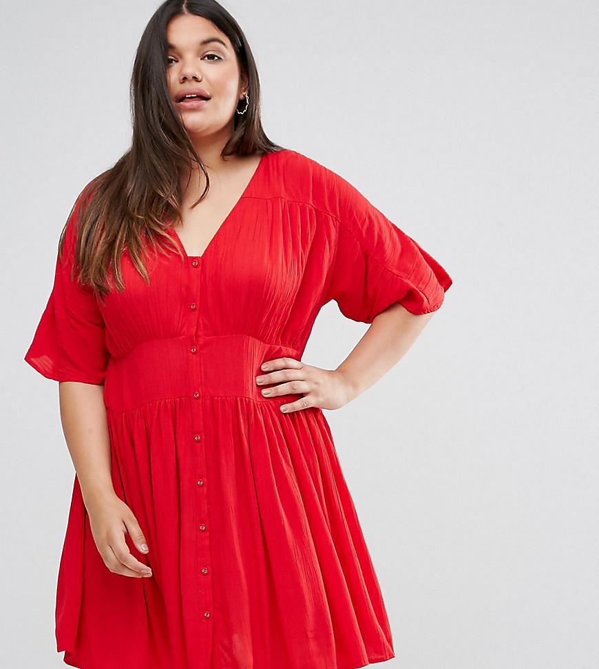 Lyst - Asos Casual Tea Dress in Red