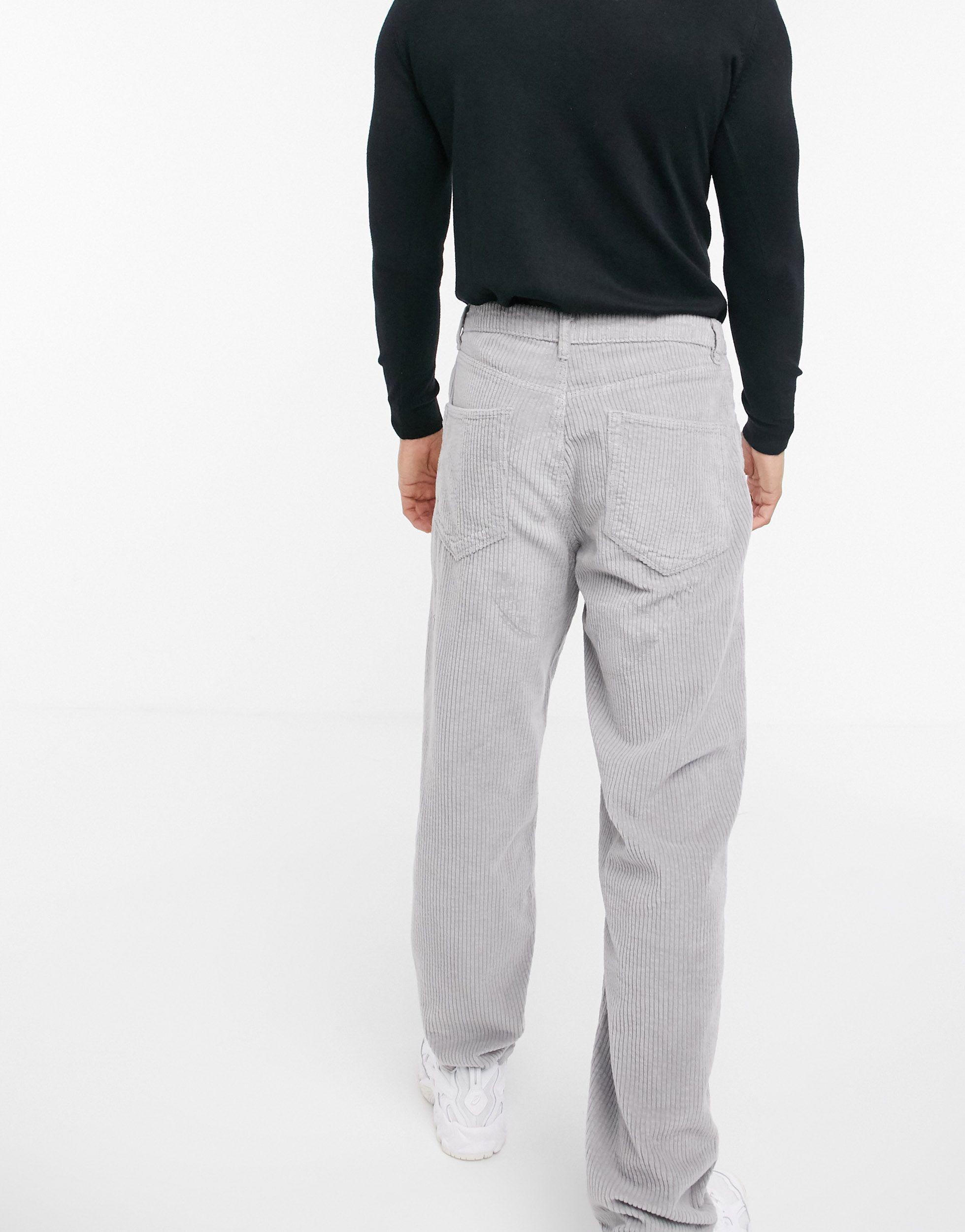 ASOS baggy Corduroy Jeans in Grey (Gray) for Men - Lyst