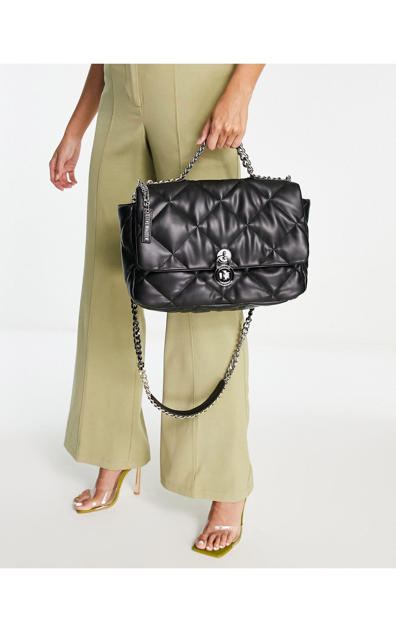 Steve Madden Exclusive Btanna Quilted Cross Body Bag With Lock in Black