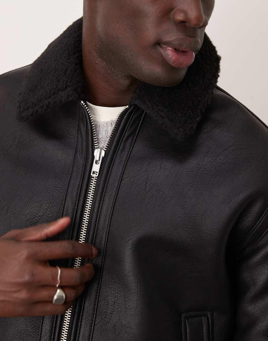 Sherpa lined leather jacket sale