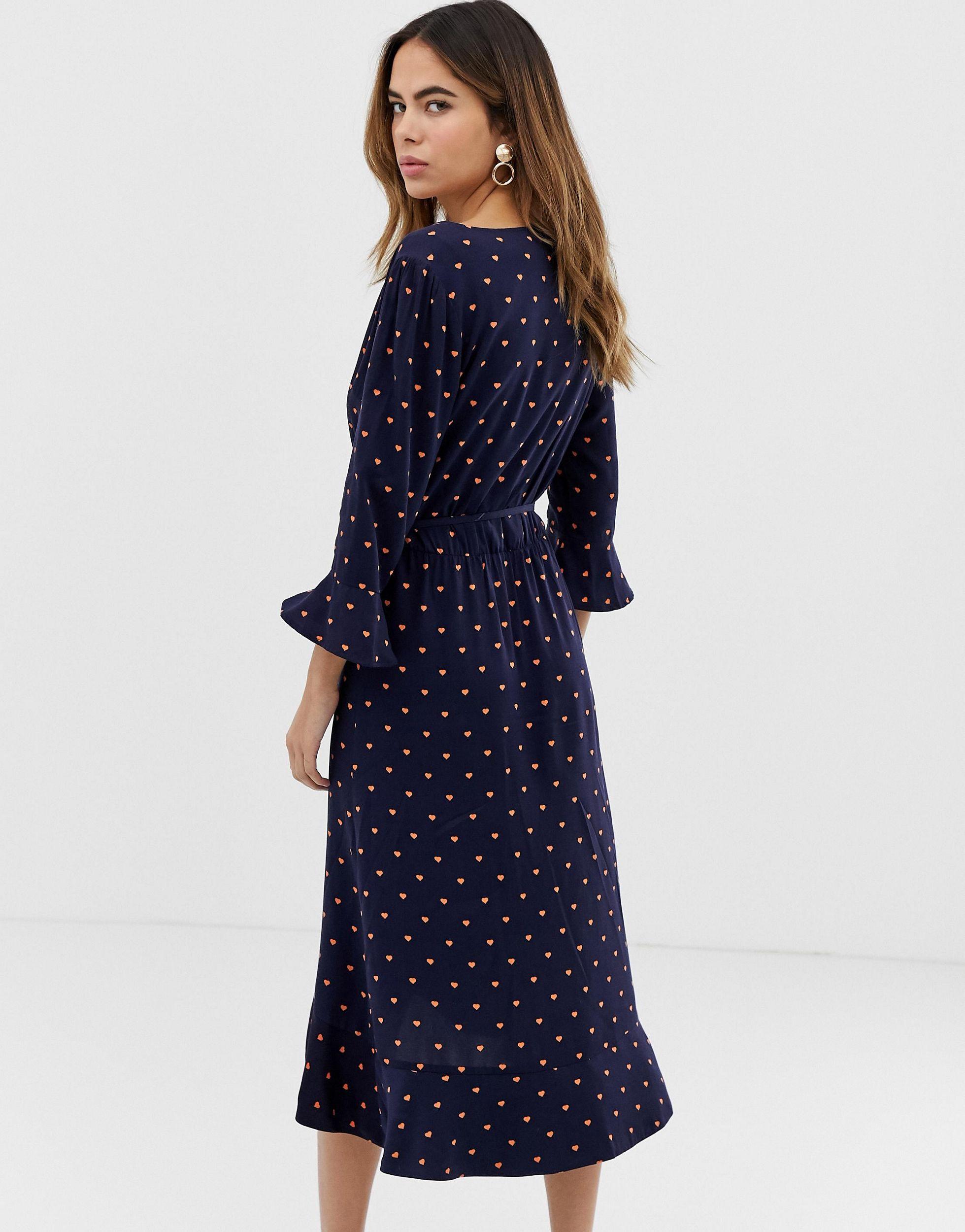 oasis heart wrap midi dress