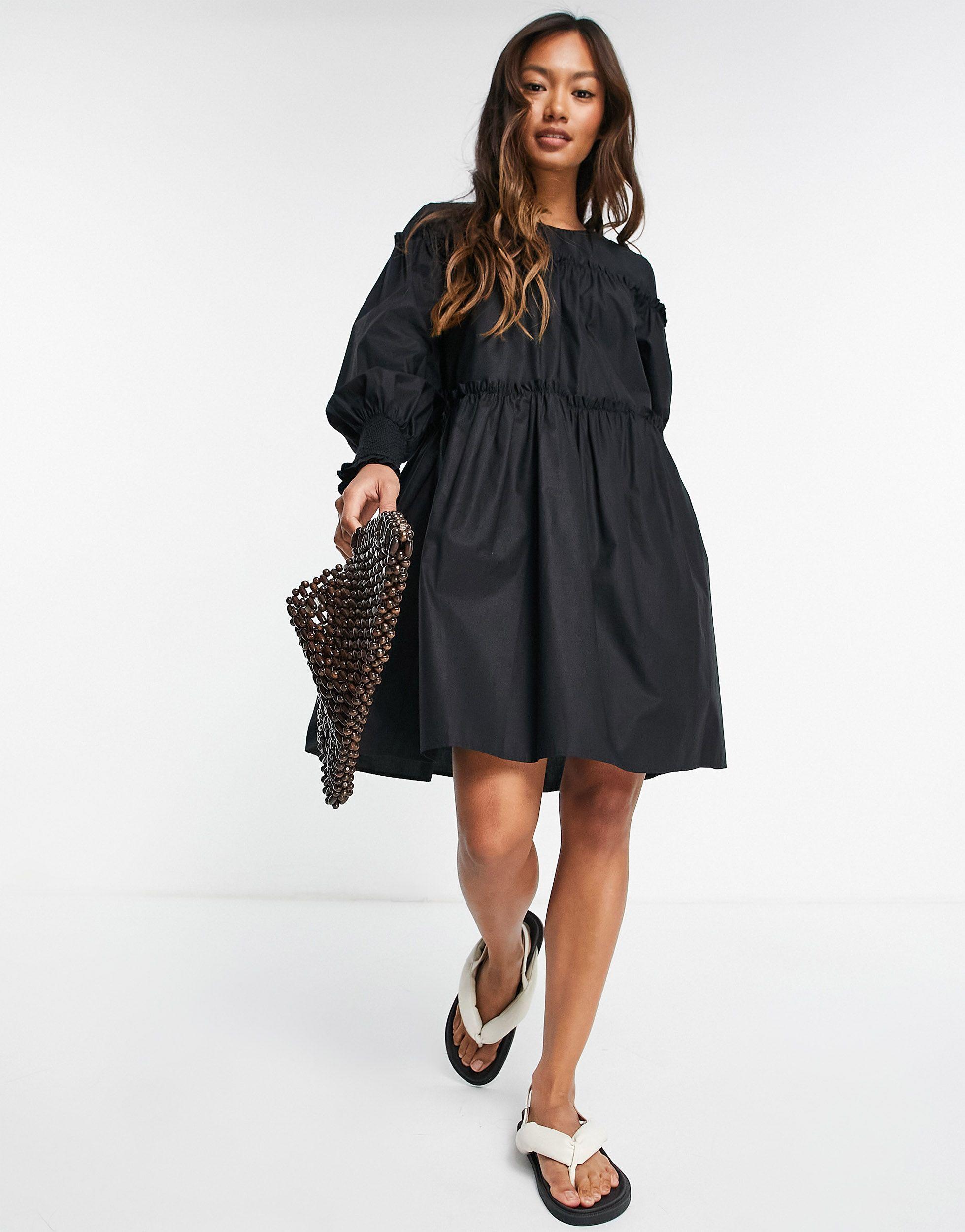 Puff Sleeve Poplin Dress 