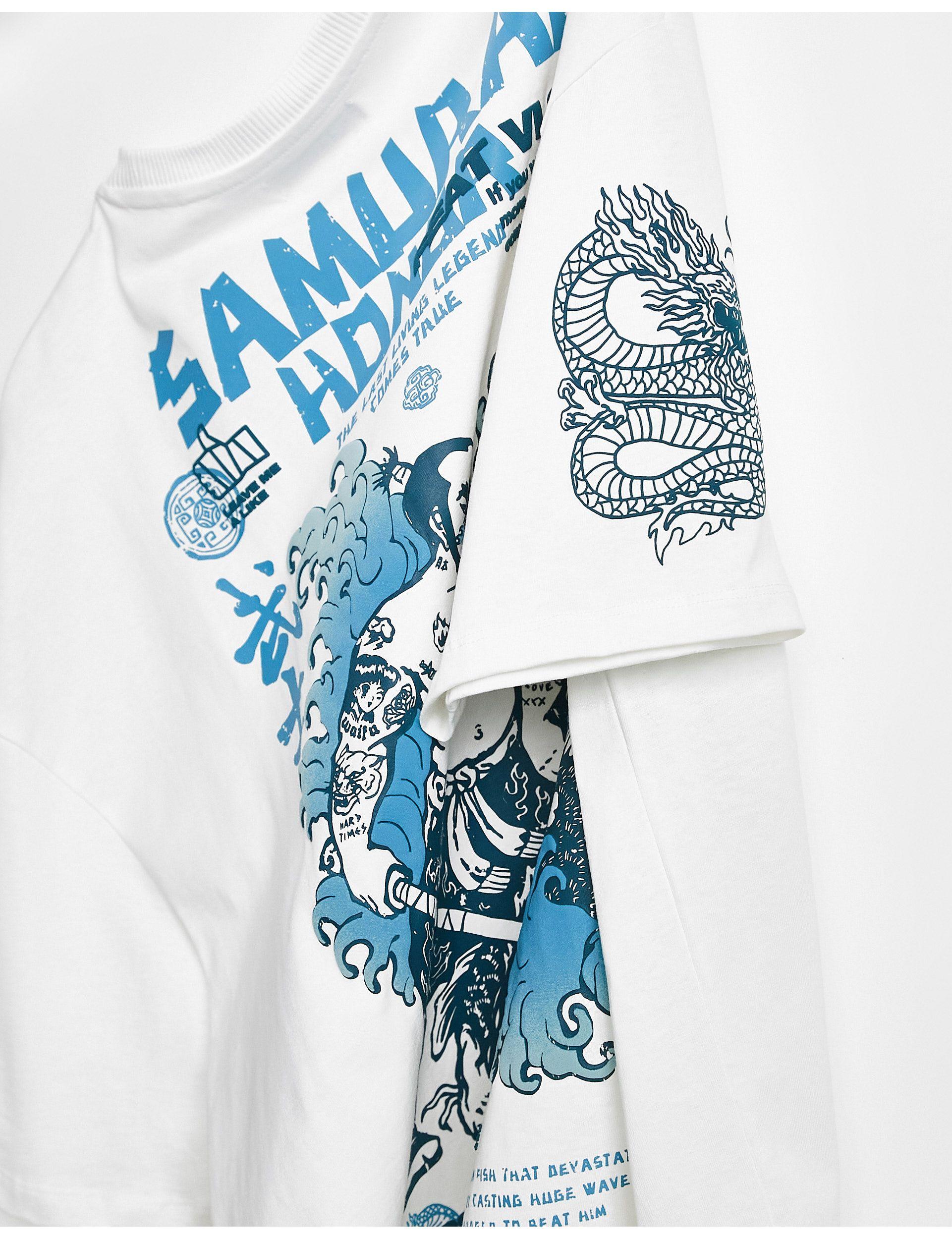 Bershka T-shirt With Samurai Back Print in White for Men | Lyst