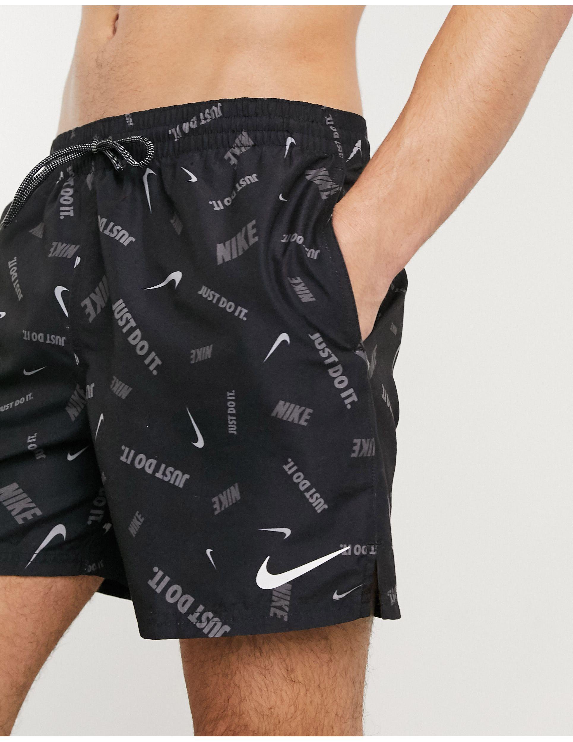 Nike Synthetic 5inch Volley Shorts With All Over Swoosh Print in Black ...