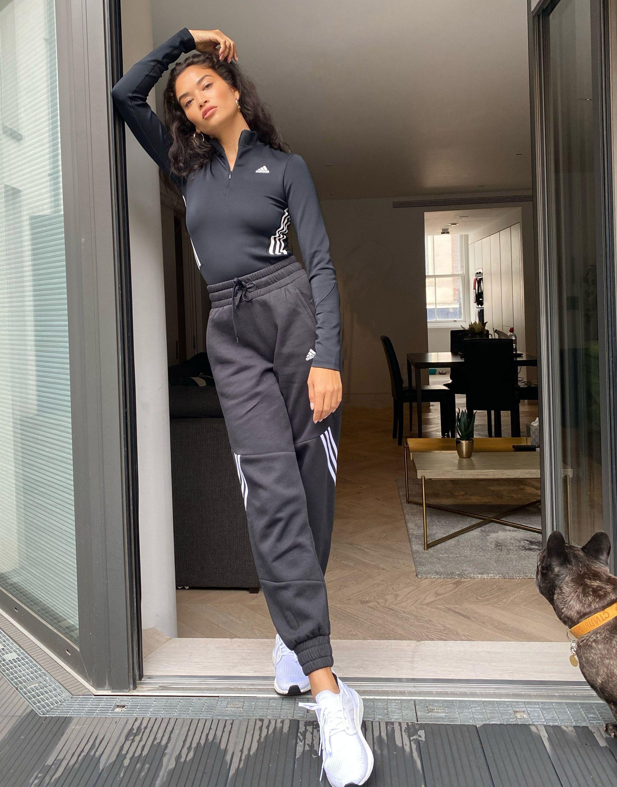 adidas training 3 stripe oversized joggers