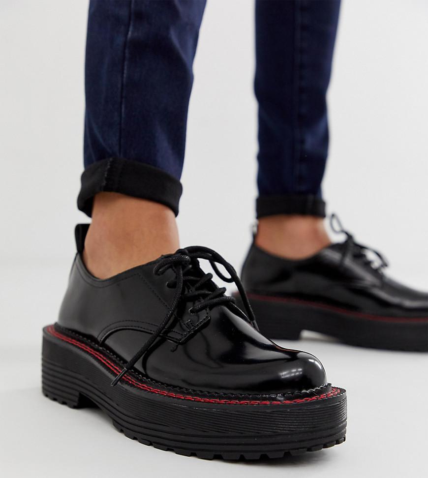 Bershka Chunky Sole Lace Up Shoe in Black | Lyst UK