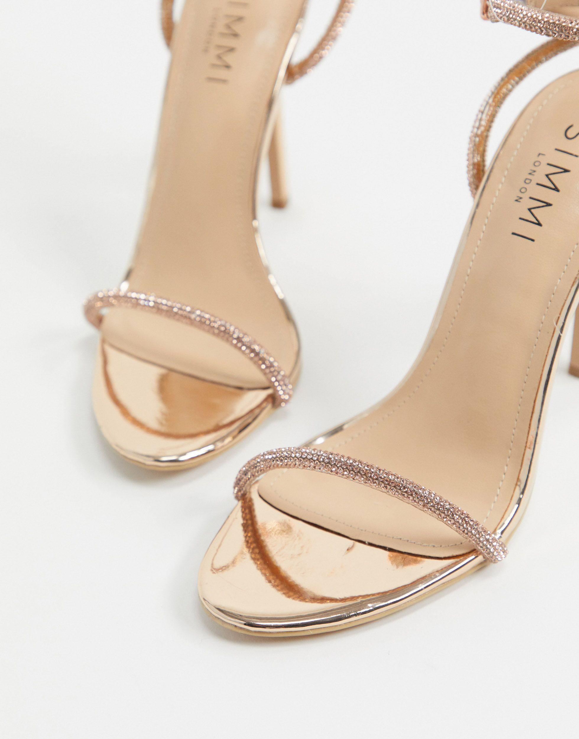 SIMMI Shoes Simmi London Samia Embellished Heeled Sandals in Metallic | Lyst