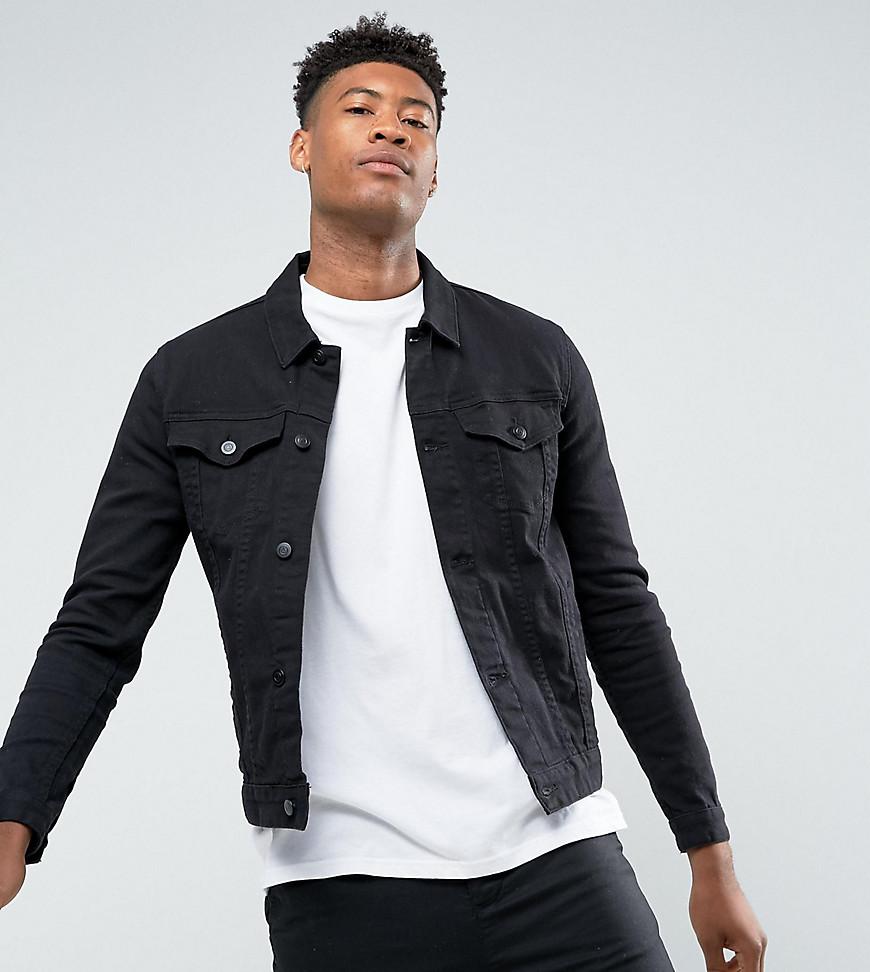 ASOS Tall Skinny Denim Jacket in Black for Men Lyst
