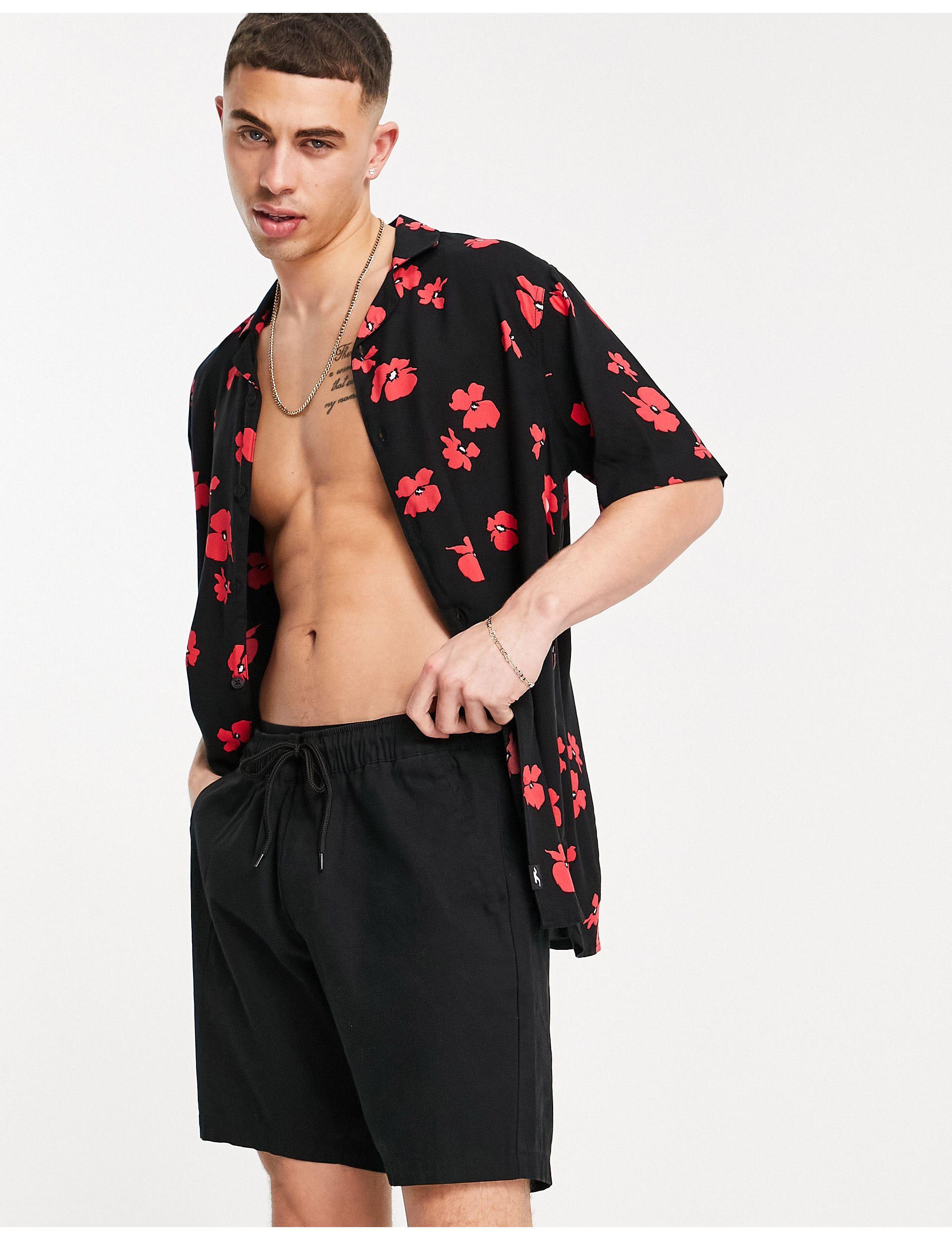 Camisa negra con rosas rojas hombre hotsell